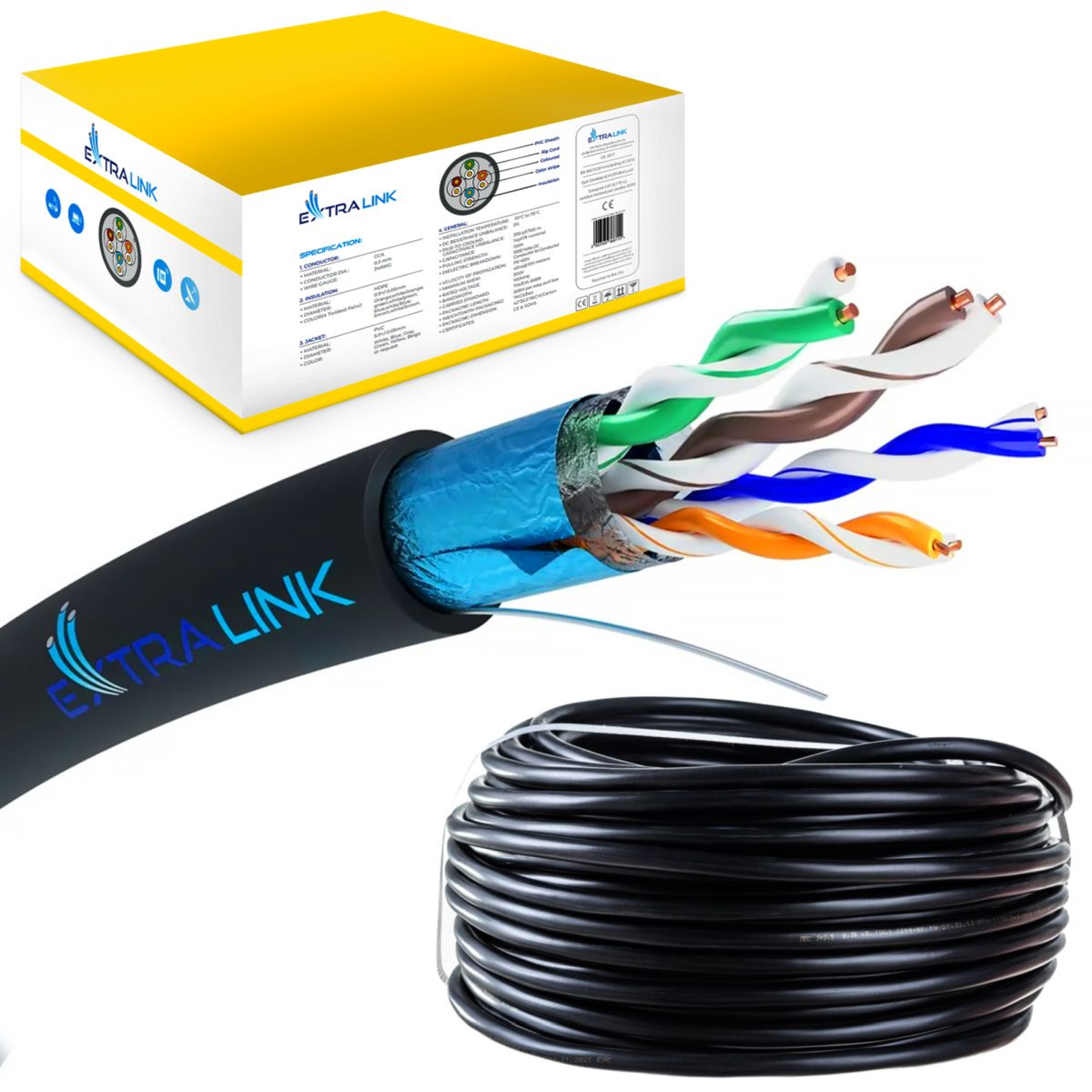 Extralink CAT5E FTP Outdoor Network Cable 305m
