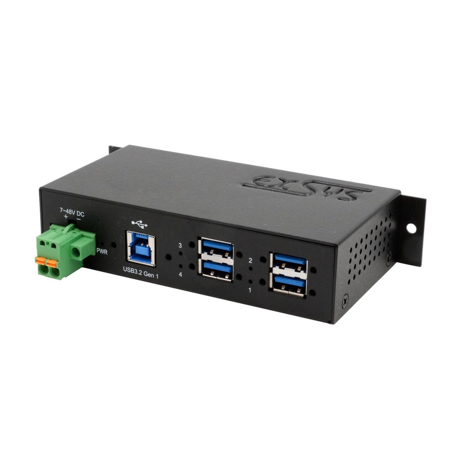 Exsys USB 3.2 Gen1 HUB 4-Port External with USB Cable And Din-Rail Kit