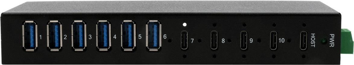 Exsys EX-12290HMS 10 Port USB 3.2 Gen 2x1 Metal HUB with 4x USB-C And 6x USB-A 3.2 Gen 1 Ports