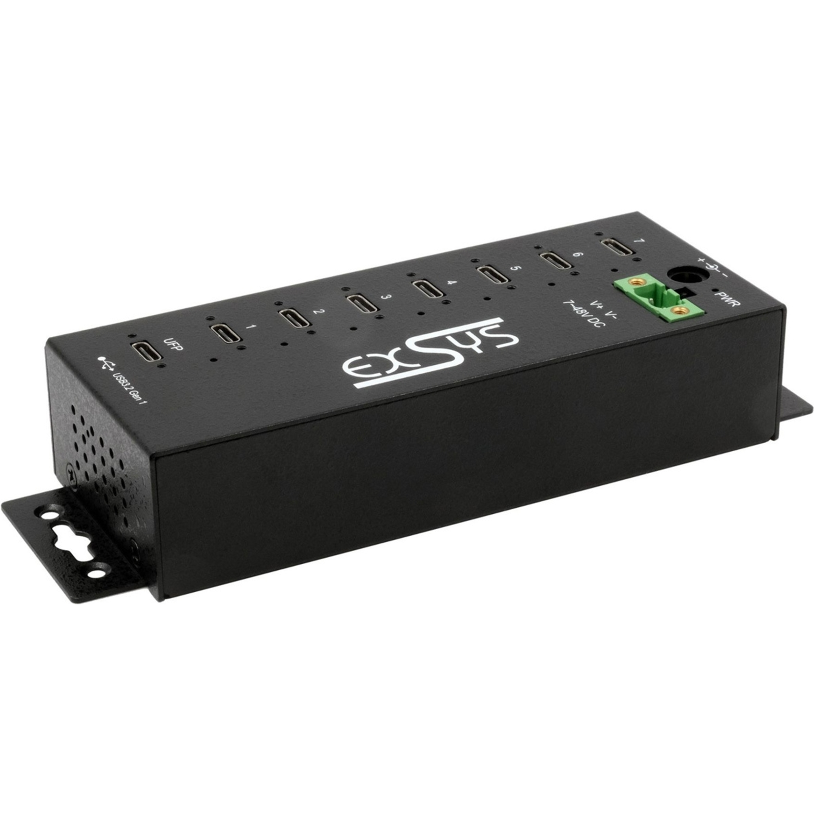 Exsys USB 3.2 Gen1 Hub 7-Port 7xC Connector Incl. USB Cable Din-Rail Cable
