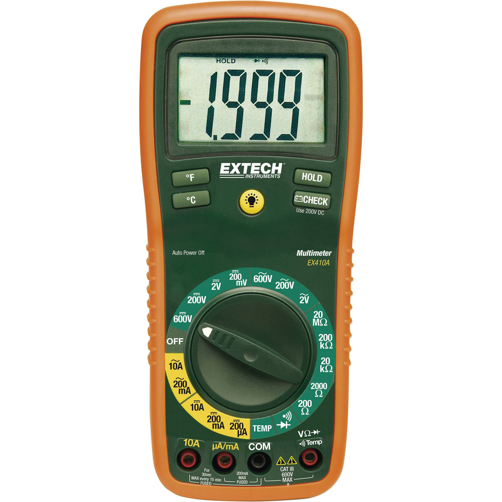 Extech EX410A Hand-held Multimeter Digital CAT III 600 V Display Counts 2000