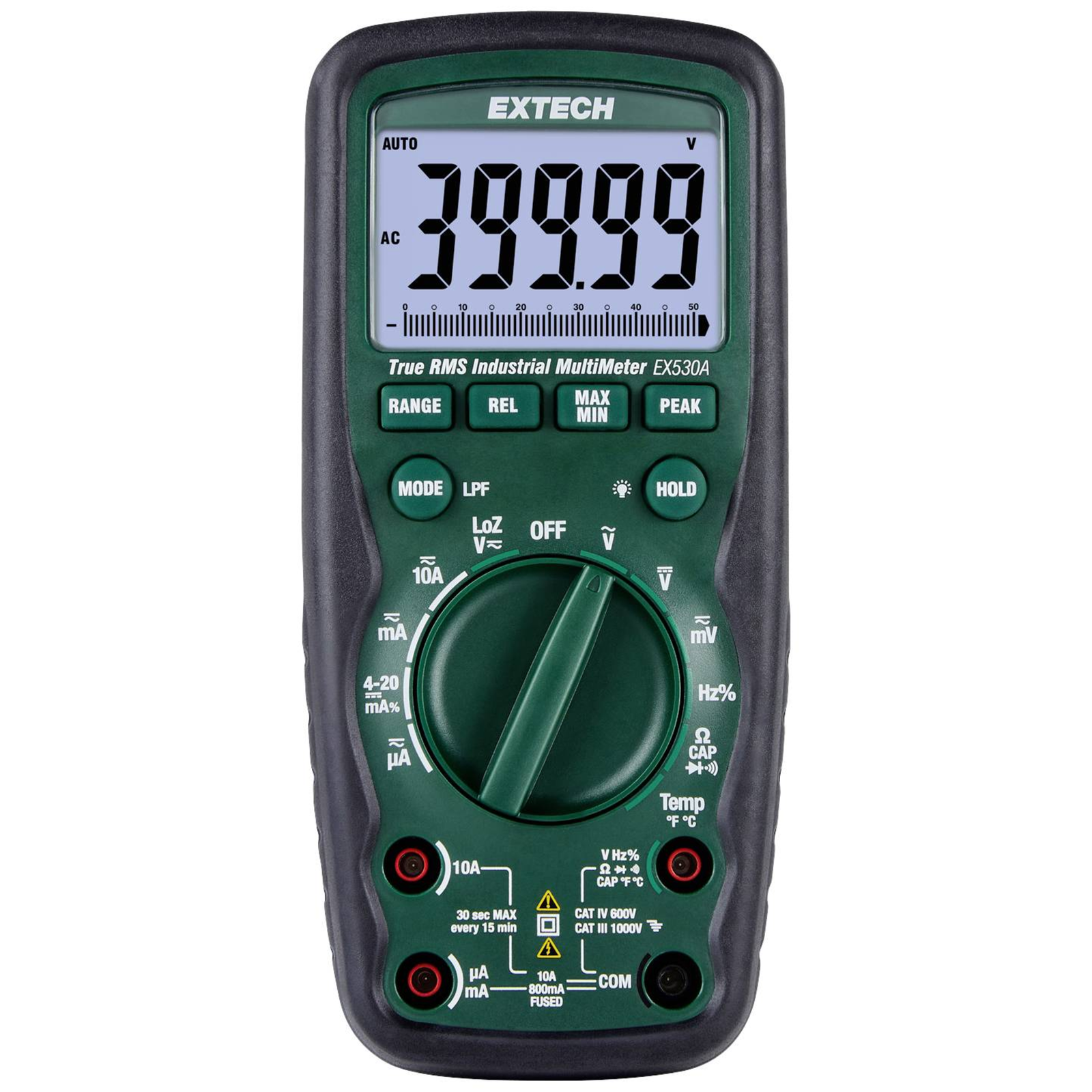 Extech EX530A Hand-held Multimeter Digital CAT IV 600 V Display Counts