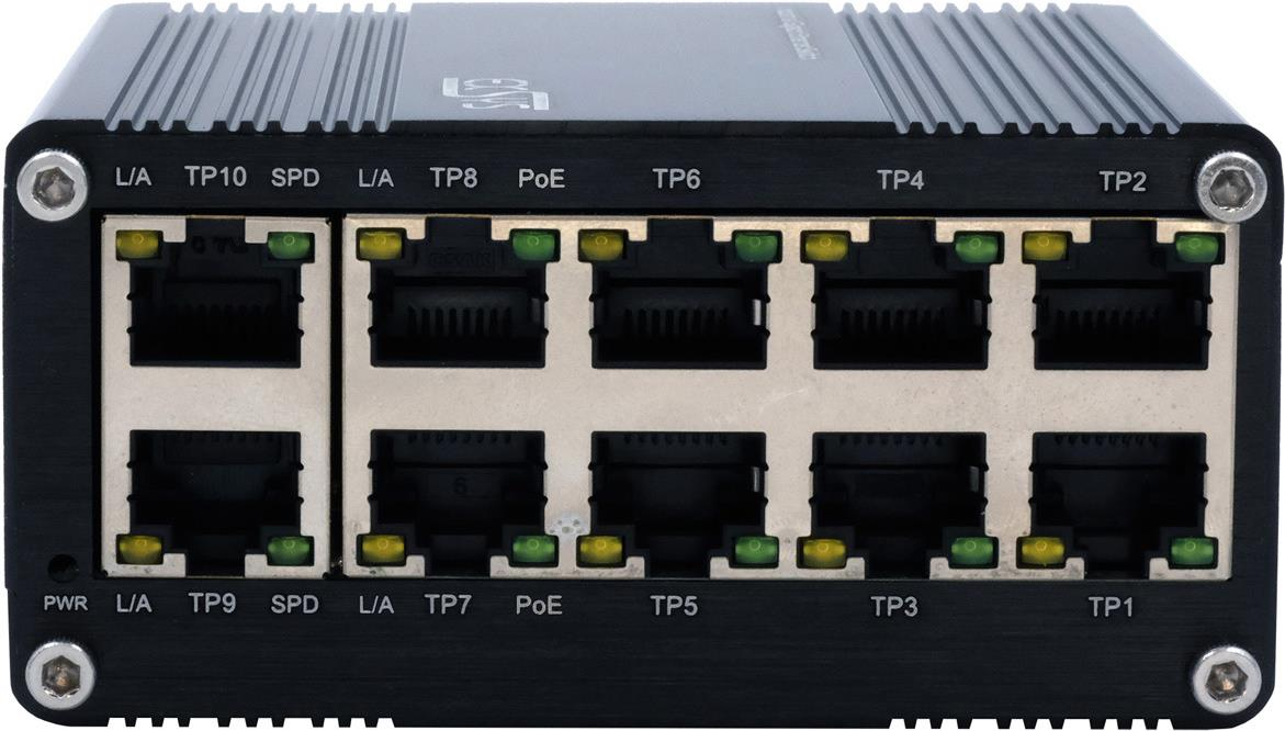 Exsys Switch 10Port Industrial Ethernet 8x10/100/1000Tx 2x48VDC-57VDC Switch 10-Por