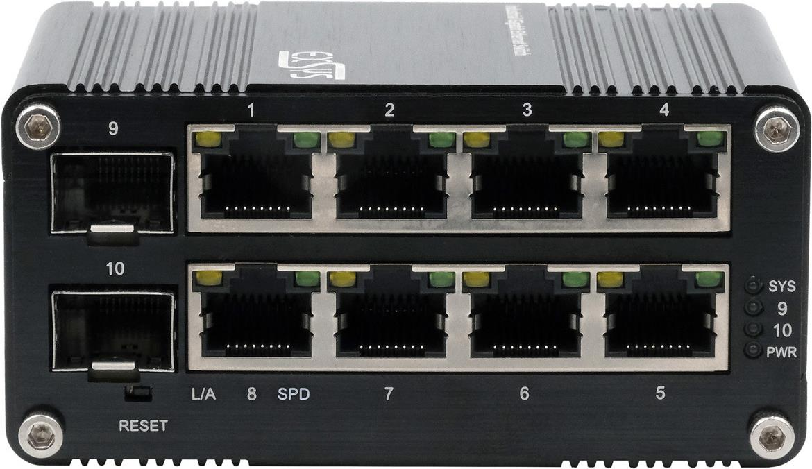 Exsys Switch 10Port Industrial Ethernet 8x10/100/1000T 2-P.100/1000Fx SFP Switch 10