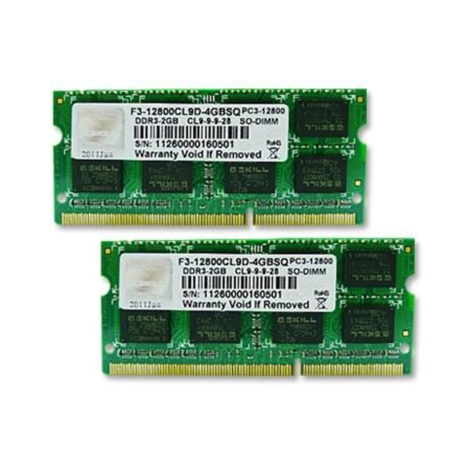 G.Skill SO-DIMM 4 GB DDR3-1600 2x 2 GB Dual Kit F3-12800CL9D-4GBSQ SQ Lite Retail