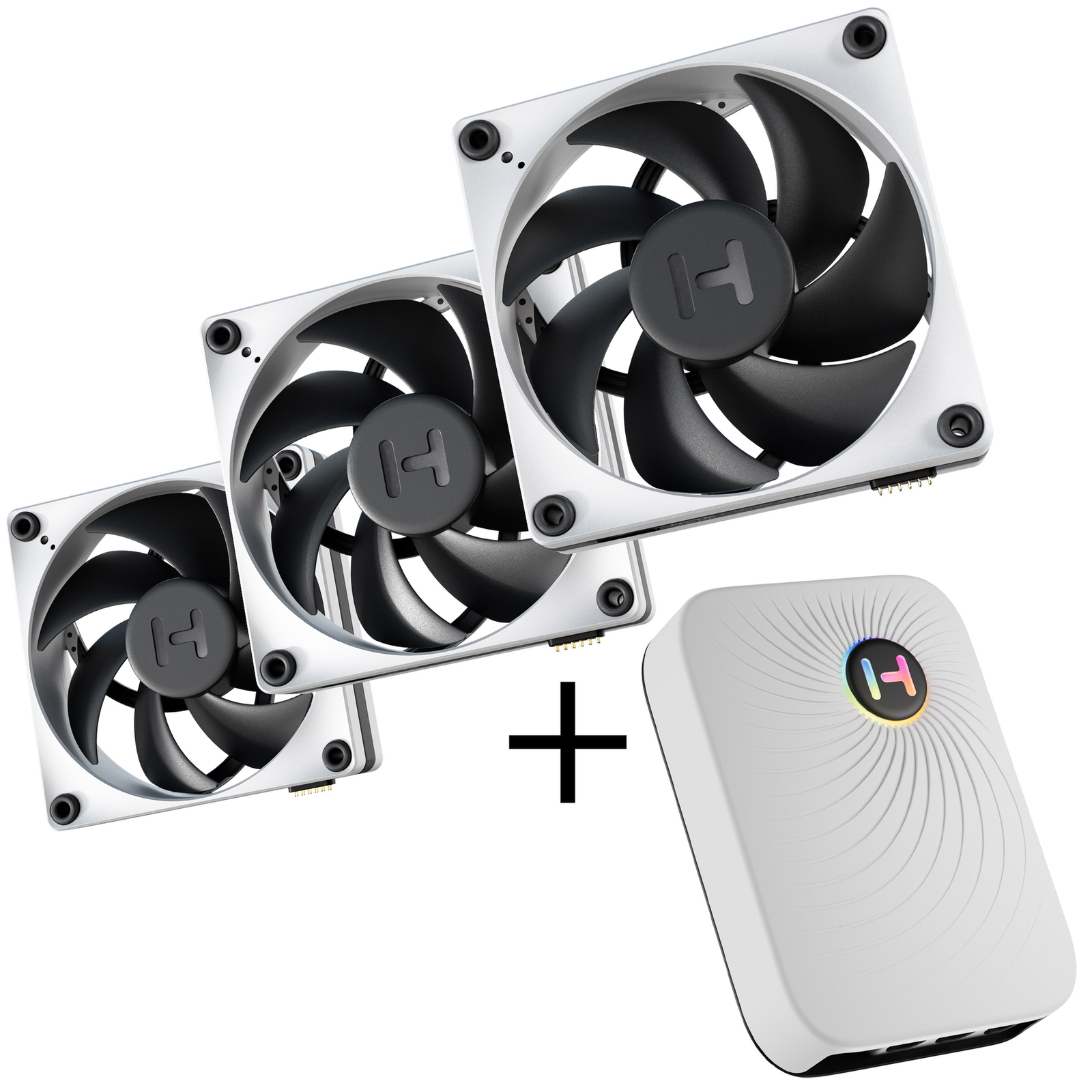 HYTE Set of 3 Thicc FP Case Fans with Nexus Controller 12cm (Black/White)