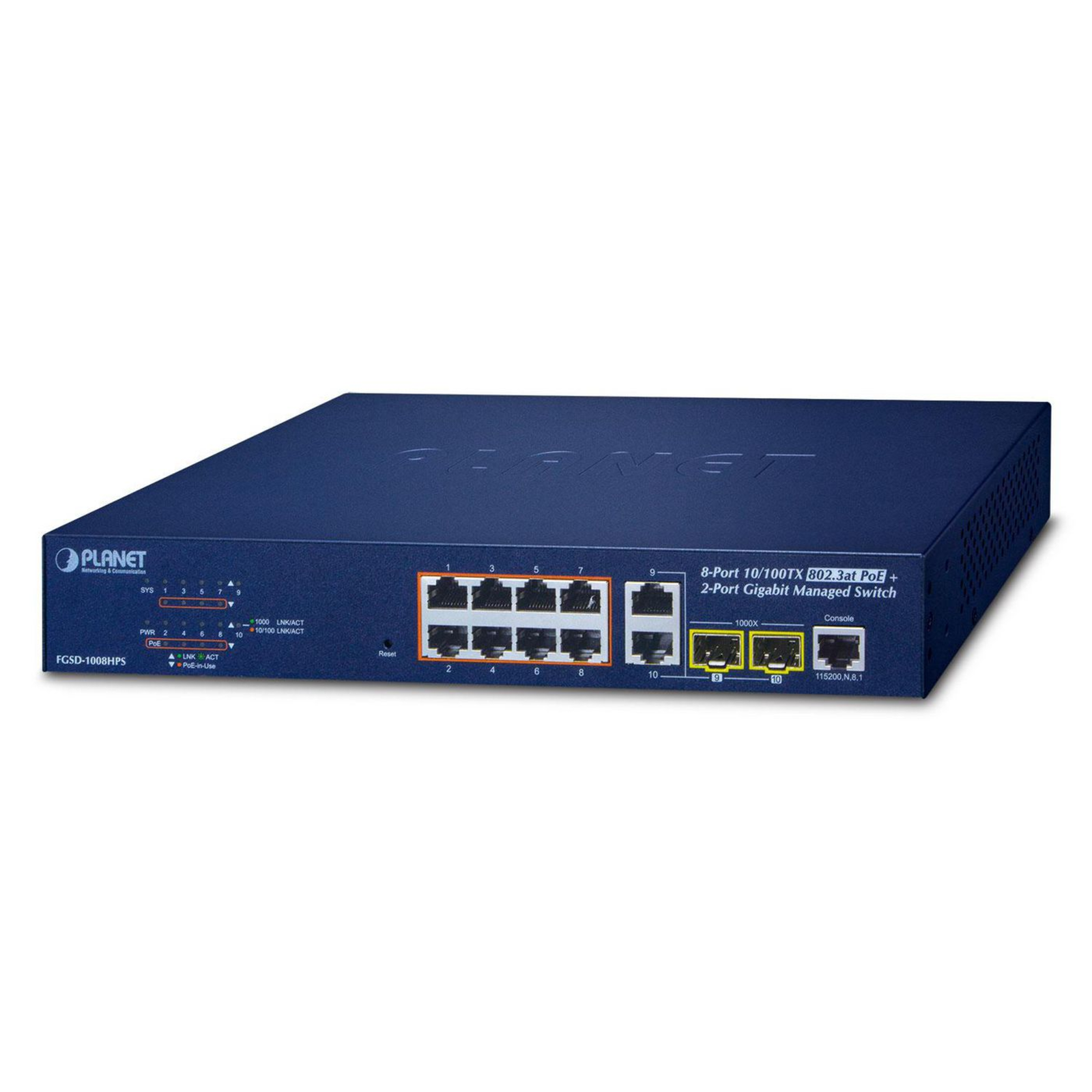 Planet FGSD-1008HPS Switch Smart 8 X 10/100 (PoE+)