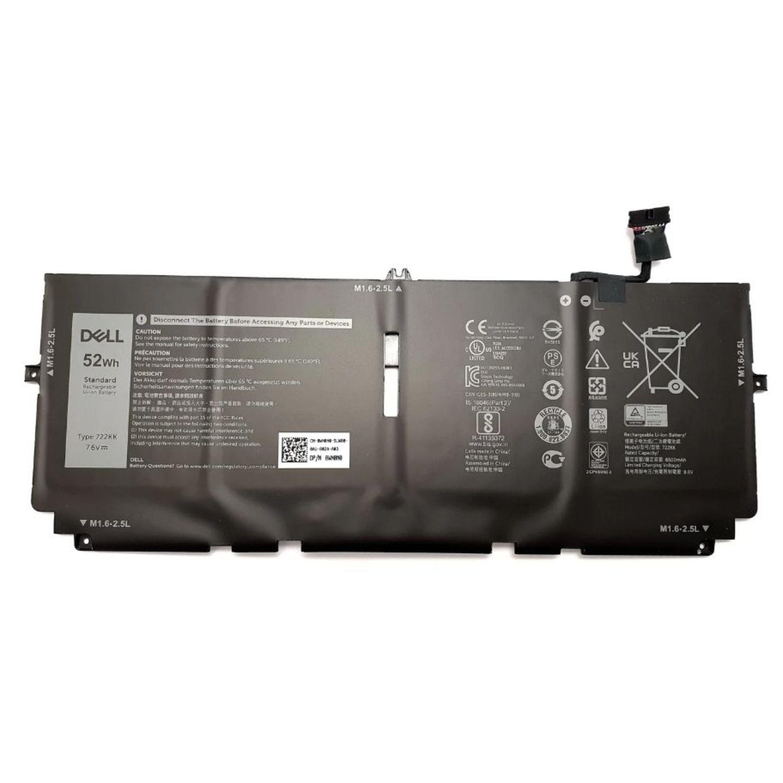 Dell Battery 52WHR 4 Cell FP86V Battery 6500 MAh