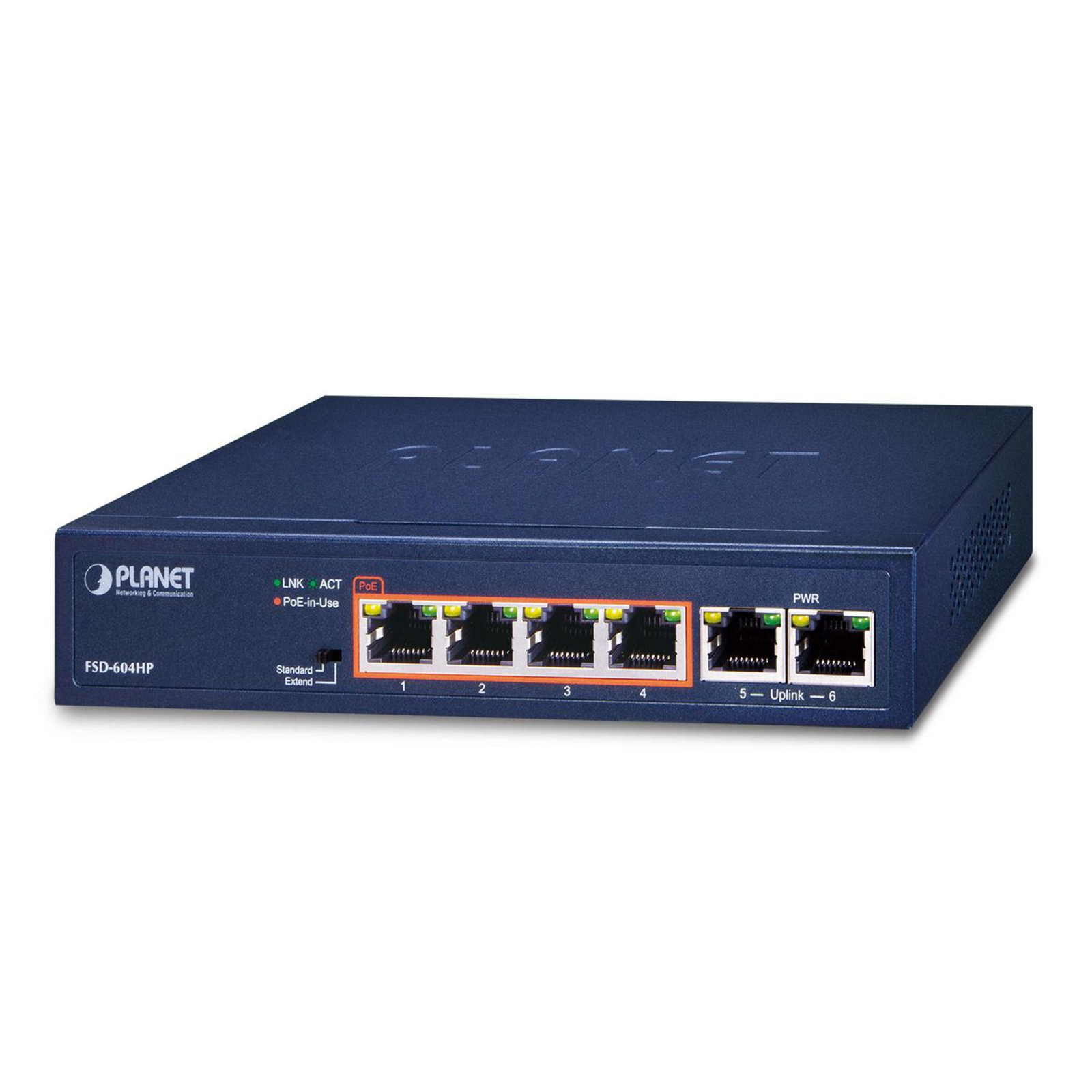PLANET FSD-604HP Unmanaged Fast Ethernet (10/100) Full Duplex Power over Ethernet (P