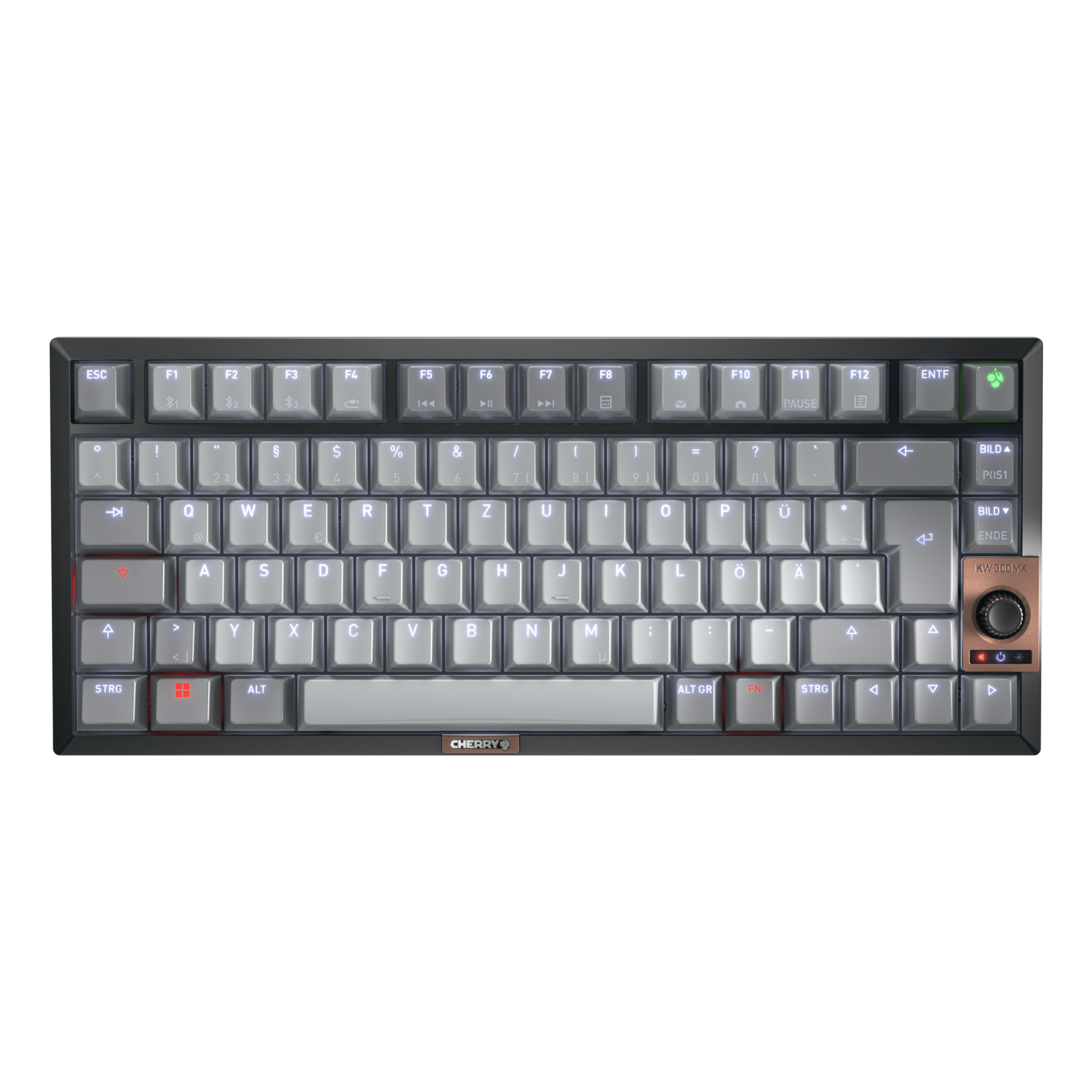 Cherry KW 300 MX Keyboard 75per Cent Compact Backlit (G80-3960HHADE-2) QWERTZ