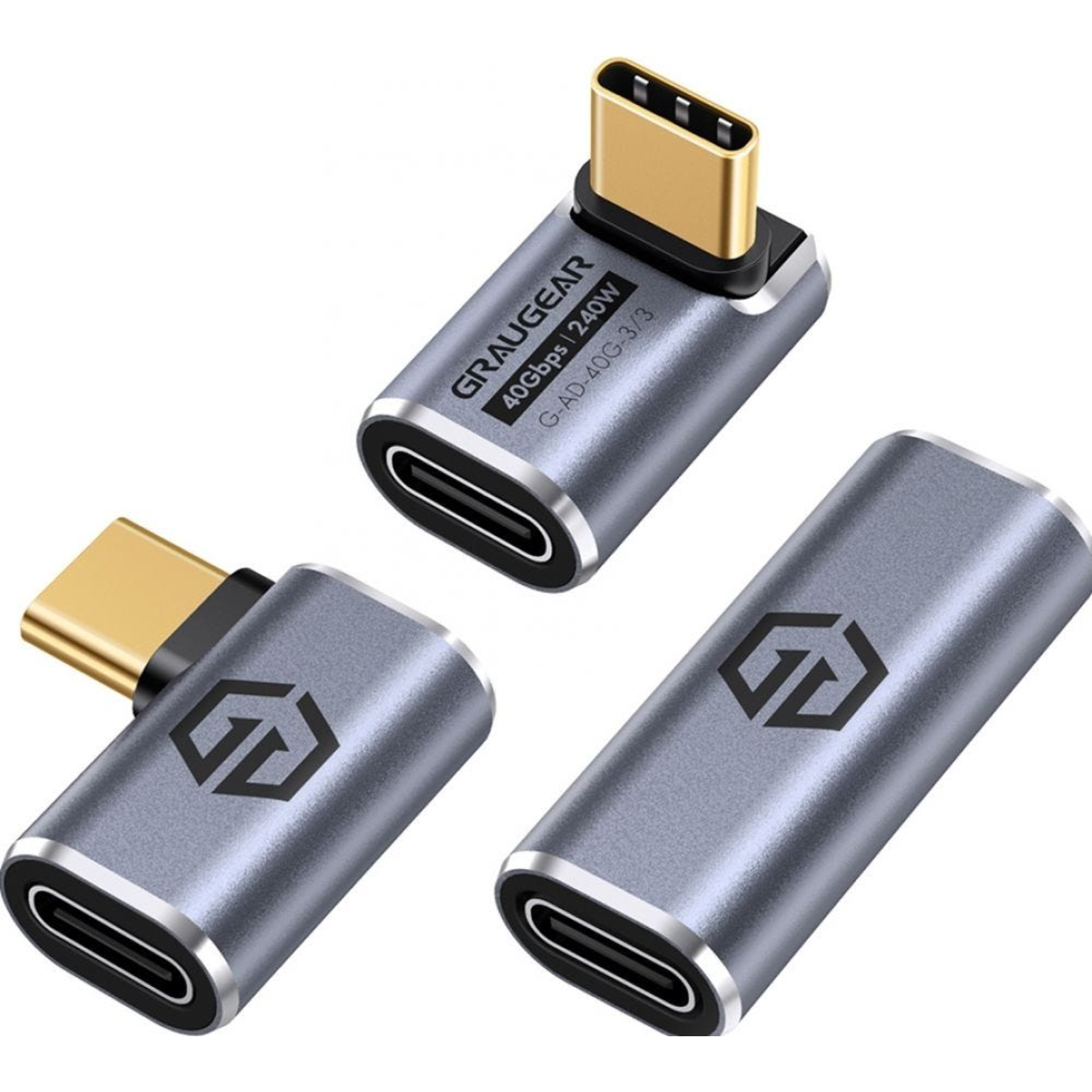 grayGear 40Gbps USB-C Adapter Aluminium 3-pack Adapter