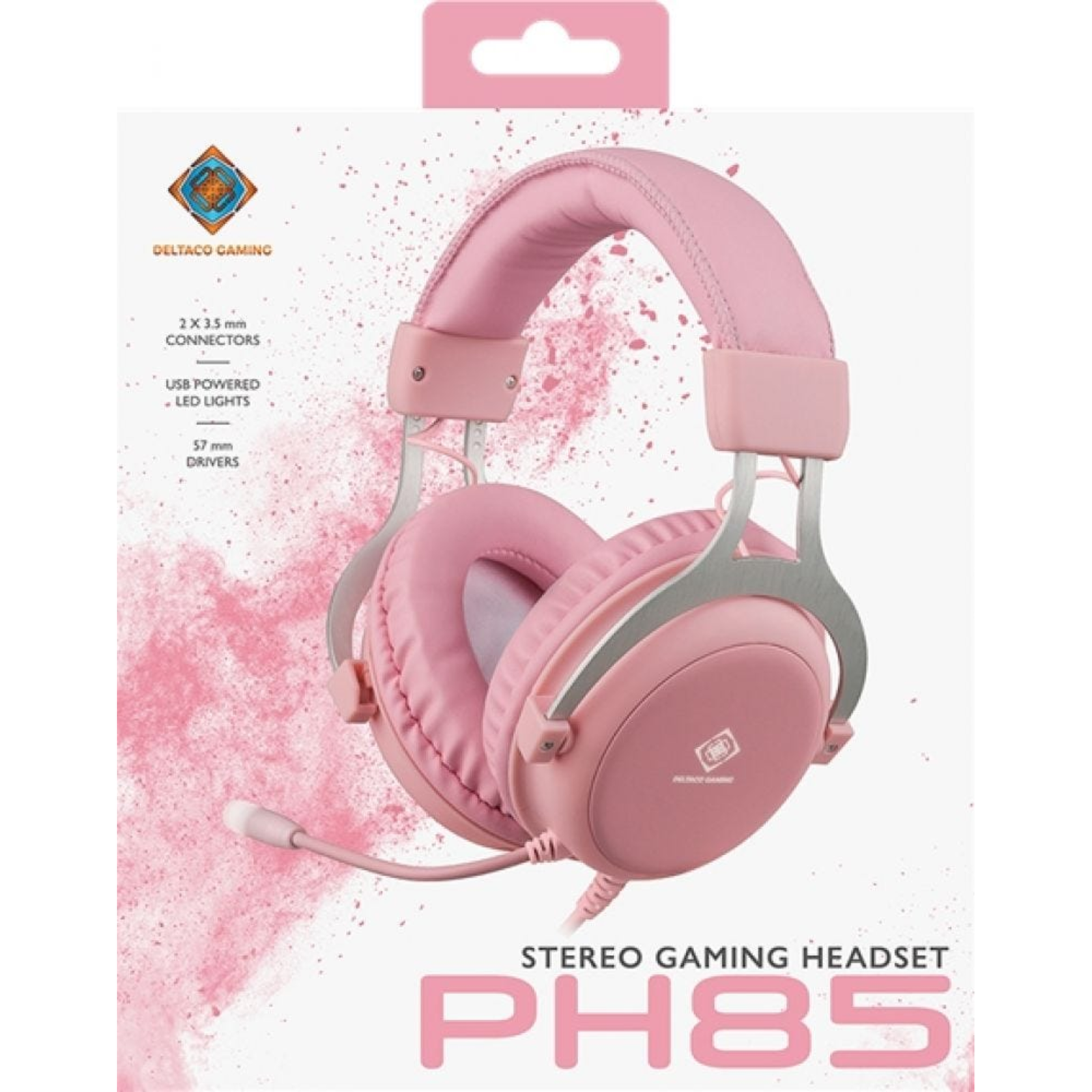 Deltaco PH85 Gaming over Ear Headset Wired Stereo Pink