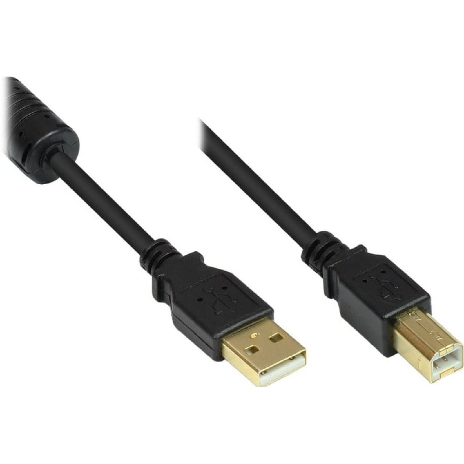 Good Connections USB 2.0 Connector Cable Plug A to Plug B with Ferrite Core gold-plated Black 3 M