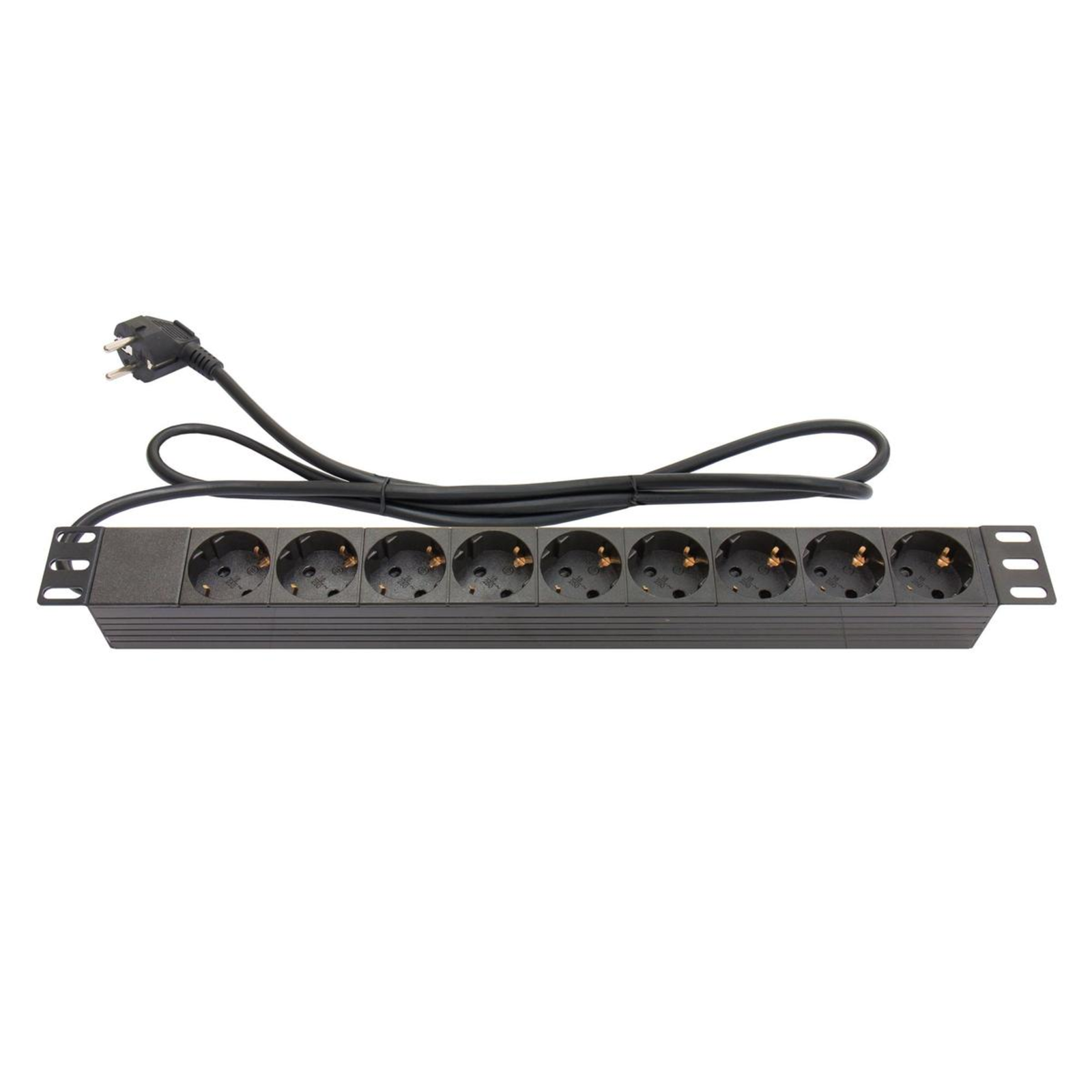 Good Connections Power Strip 19inch 1U Safety Plug to 9x Socket Child Predection Plastic Black