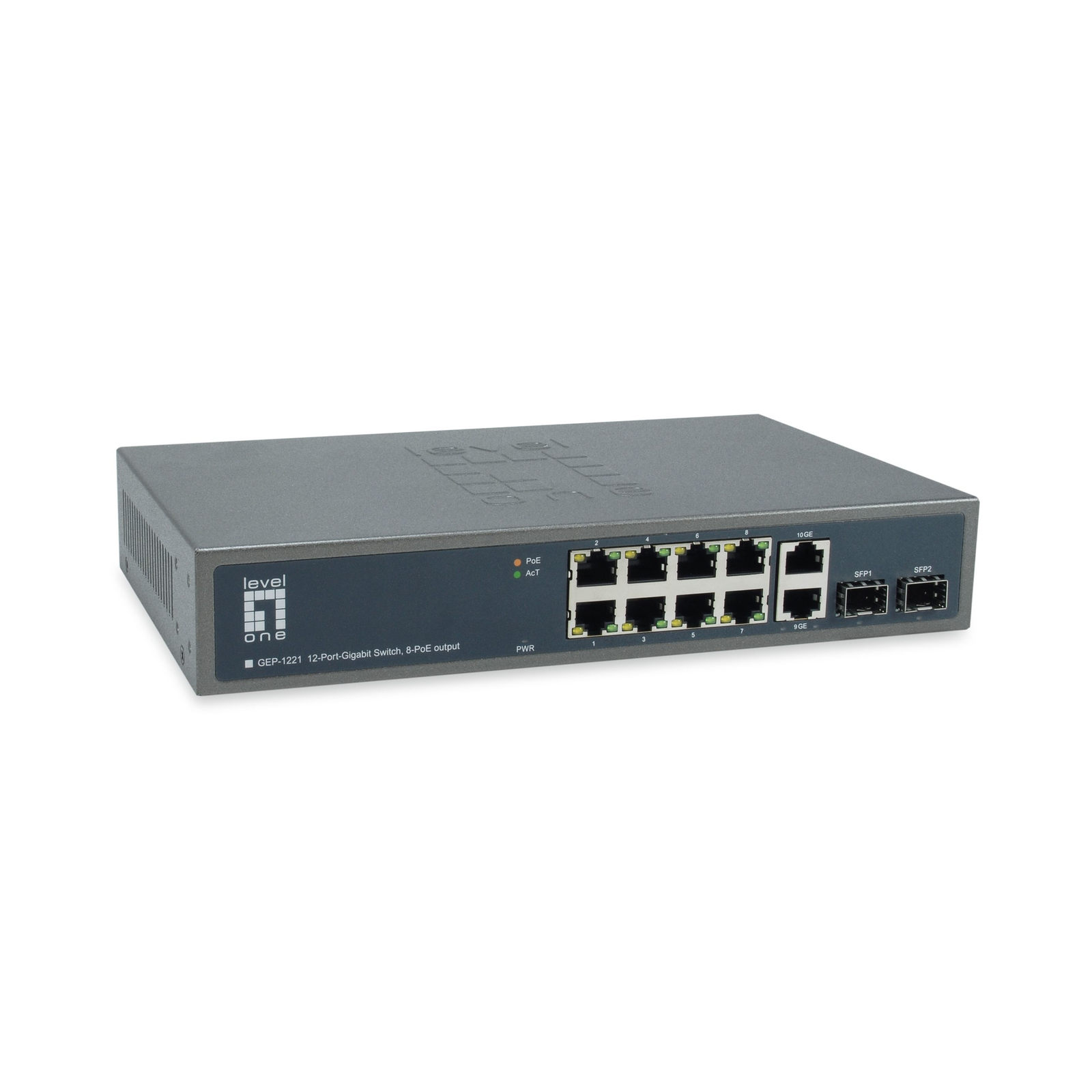 LevelOne Switch 10x GE GEP-1221 2xGSFP 19