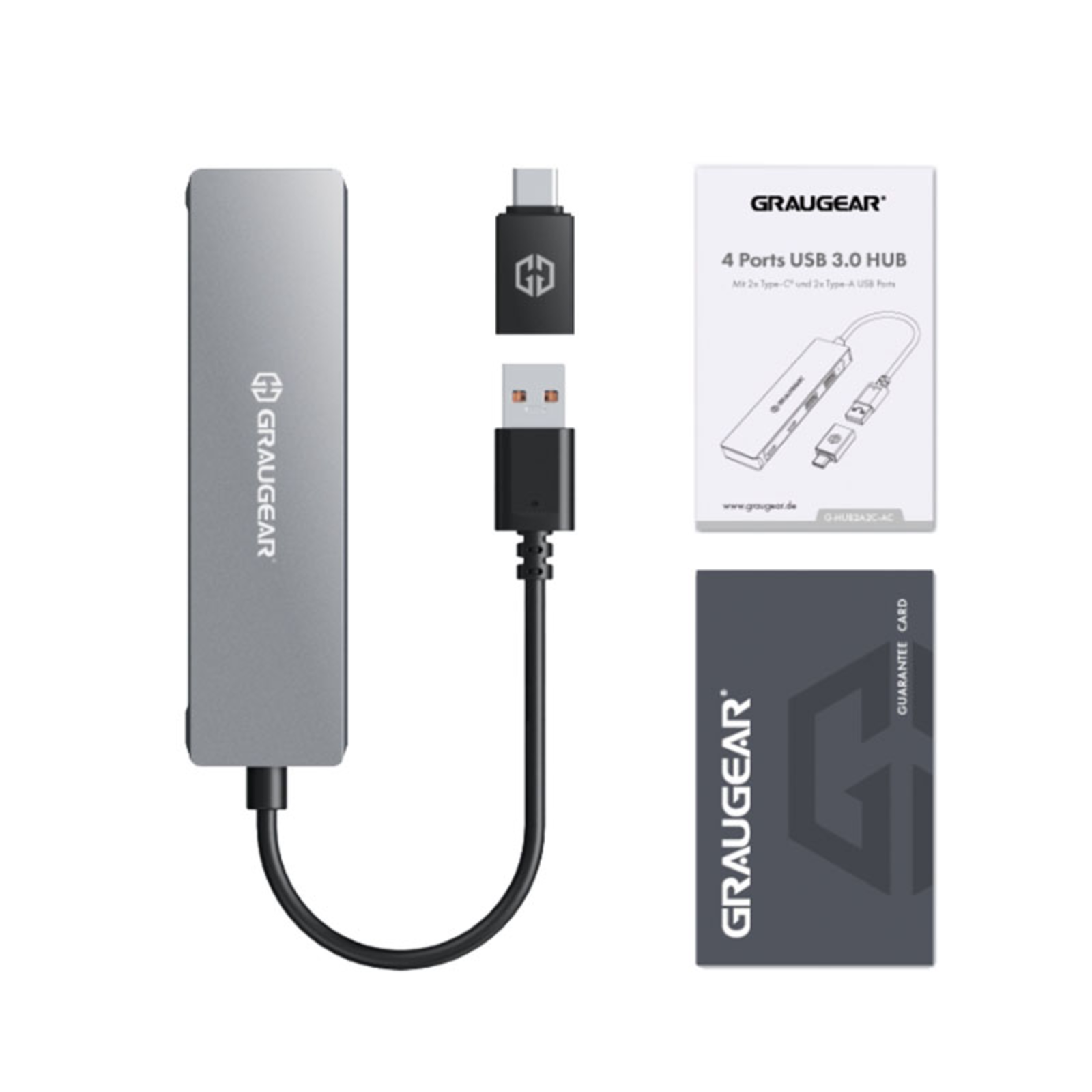 grayGEAR USB Hub 4x USB 3.0 2x Type-C And 2x Type-A