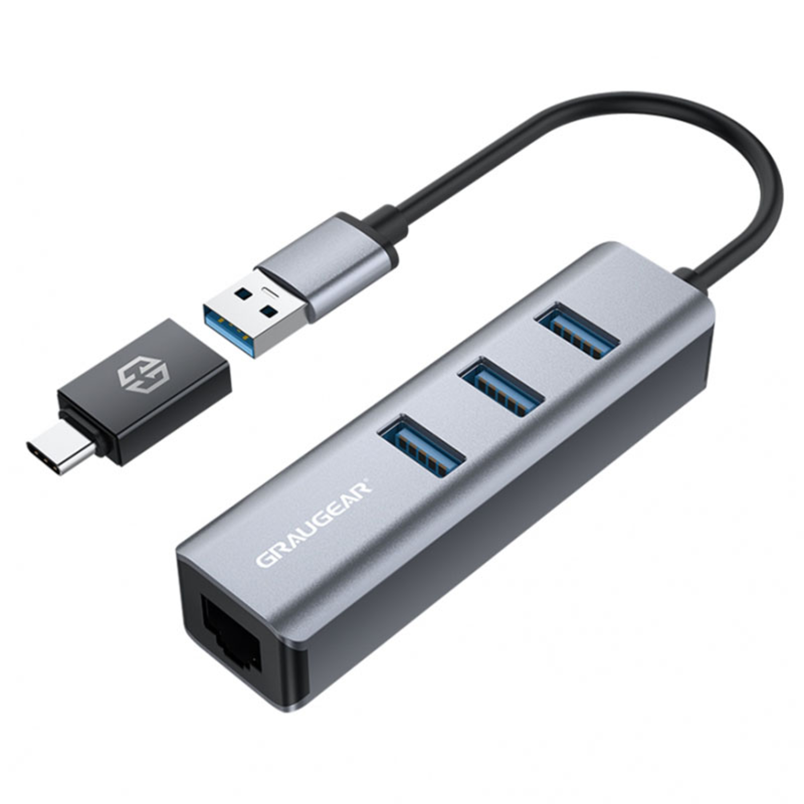 grayGEAR USB-HUB 3x USB 3.0 Ports Type-A+ Gbit LAN