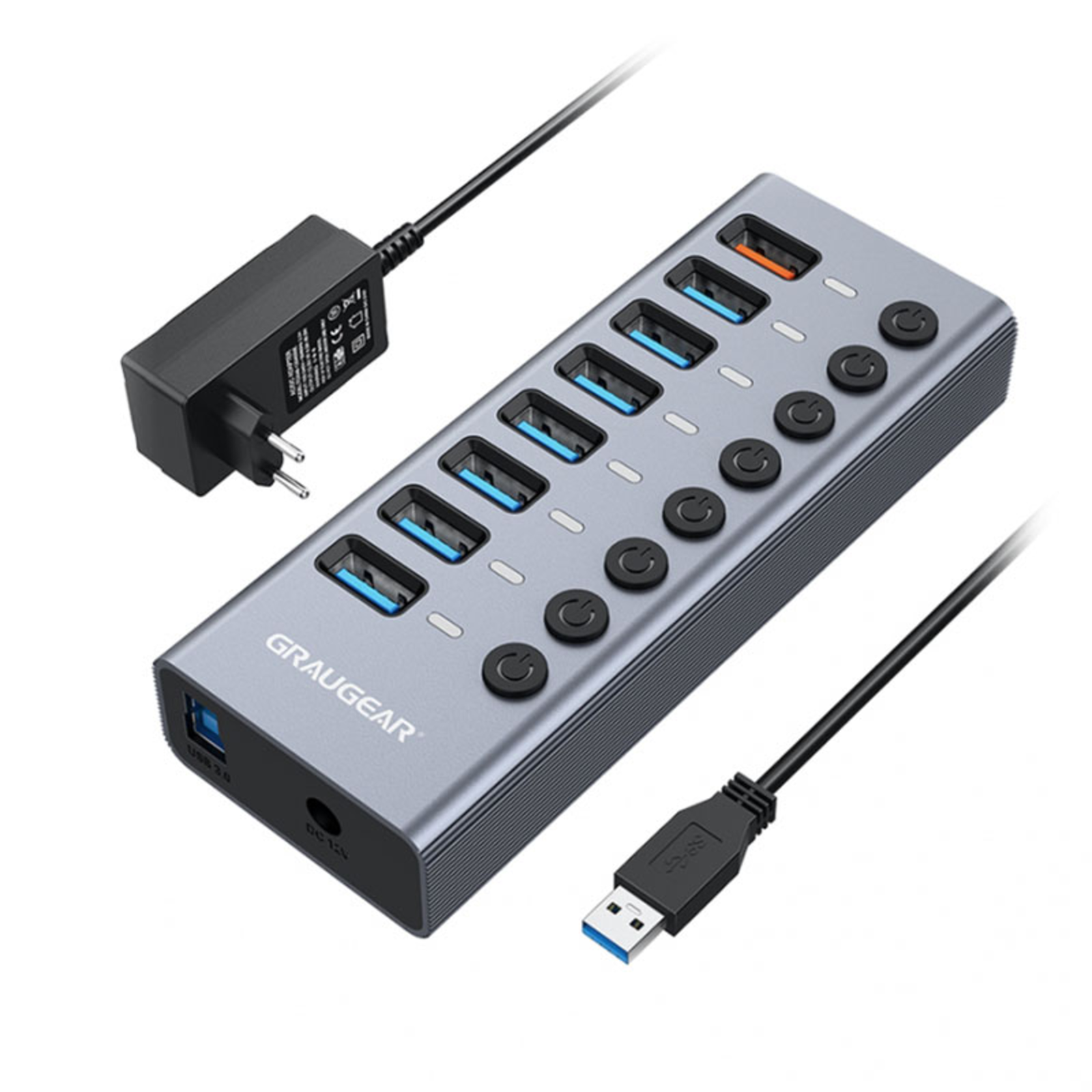 grayGEAR USB HUB 7x USB 3.0 Ports + 1 USB Fast Charger