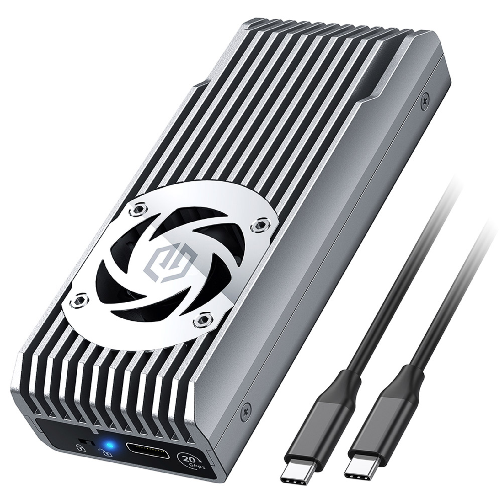 grayGEAR External M.2 NVMe Housing with 20Gbit Fan