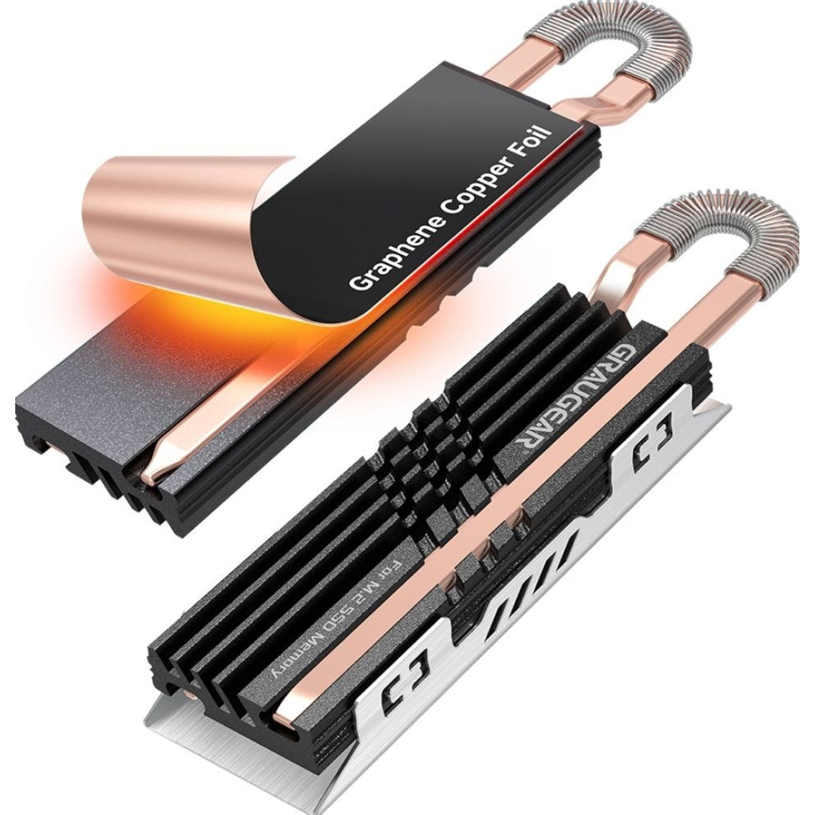 grayGear Heatpipe Heat Sink SSD M.2 NVMe 2280 Graphene Copper