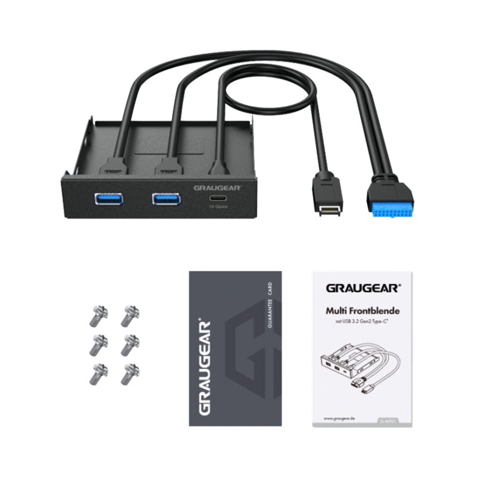 grayGEAR USB-HUB Multi Front Panel USB 3.2 Gen2 Type-C