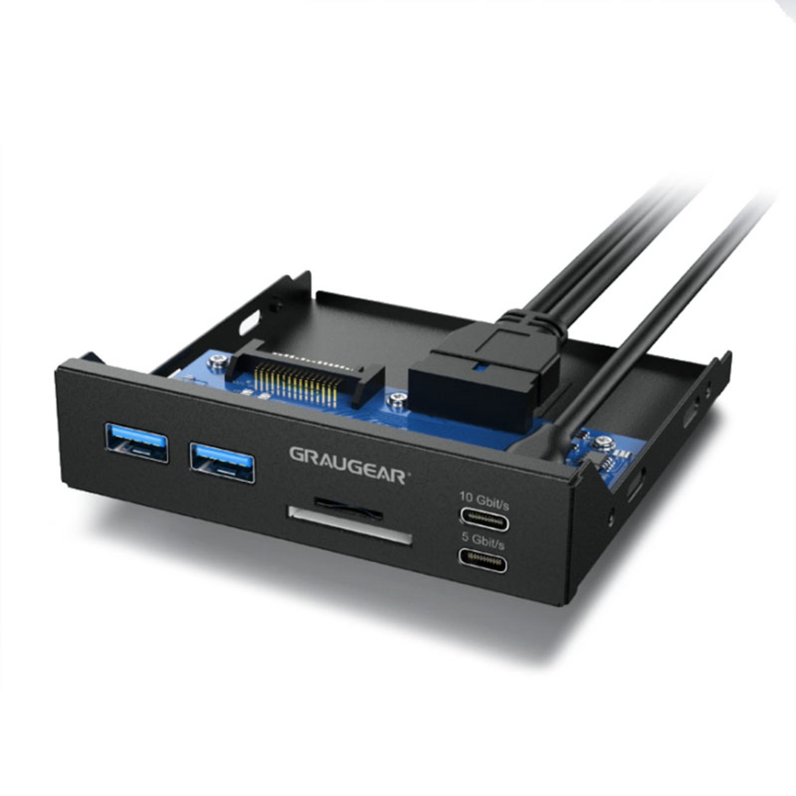 grayGEAR USB-HUB+card Reader Multi Front Panel Type-C USB