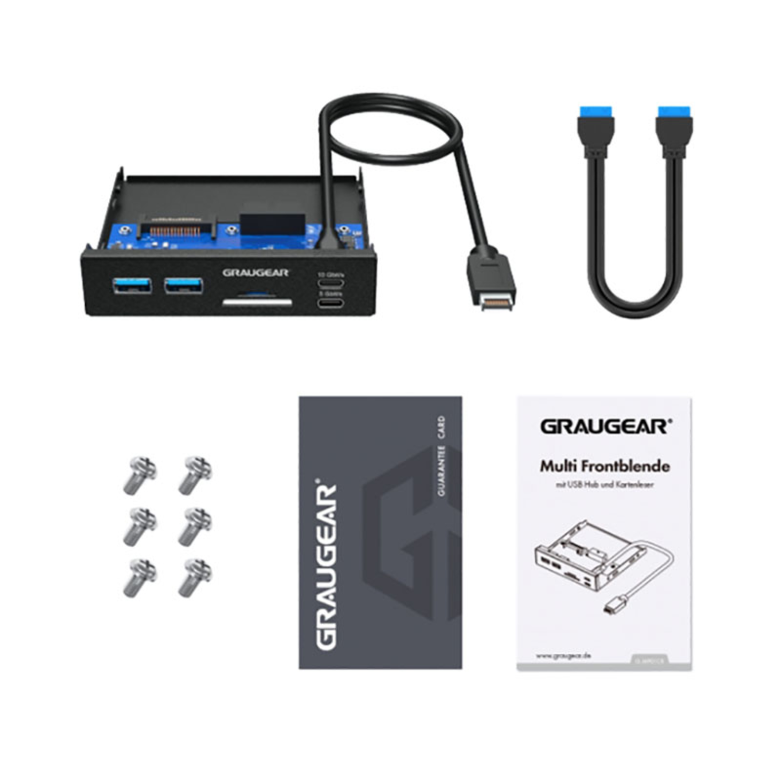 grayGEAR USB-HUB+card Reader Multi Front Panel Type-C USB