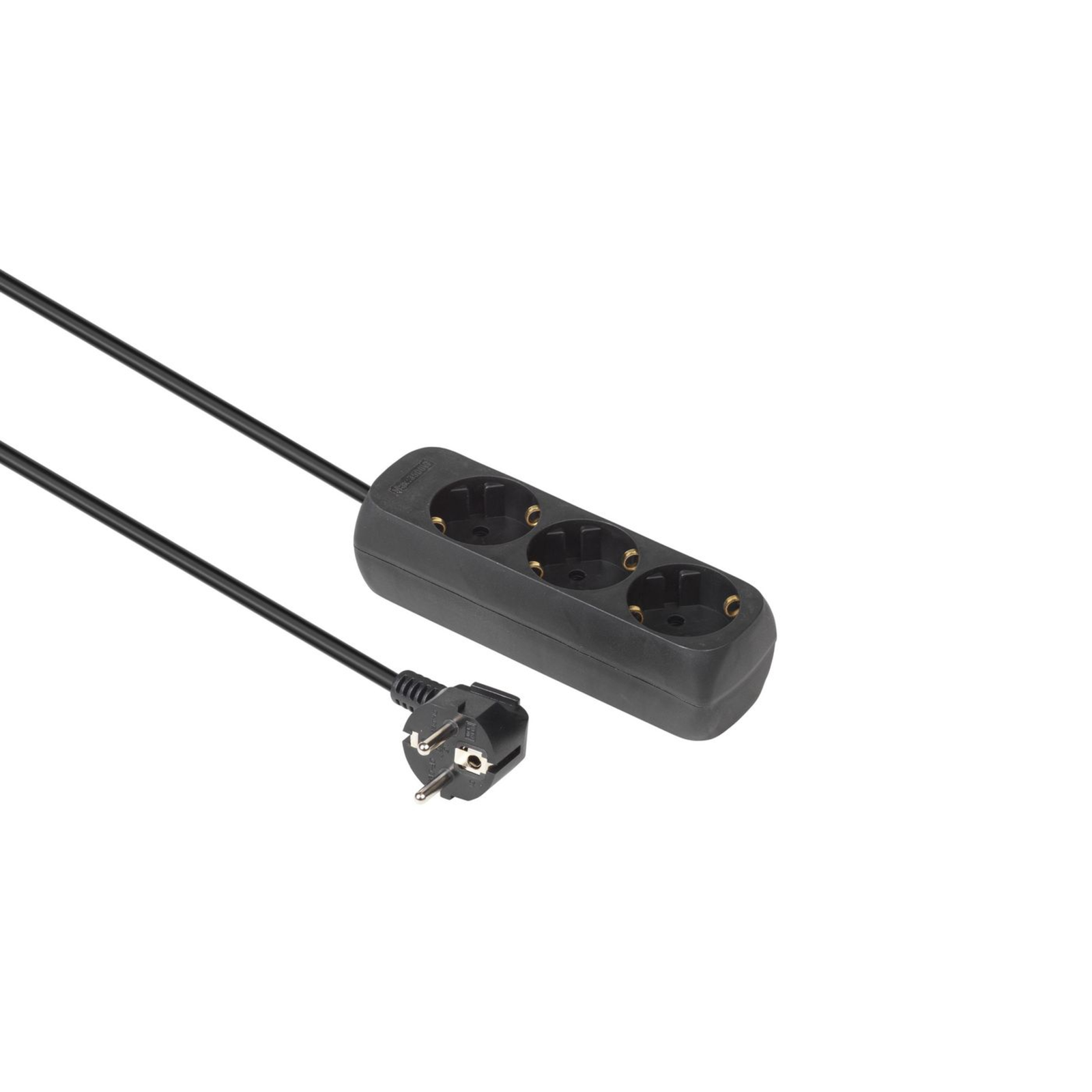 Micro Connect 3-way Schuko Socket 3m Black without ON/OFF Switch Typ F