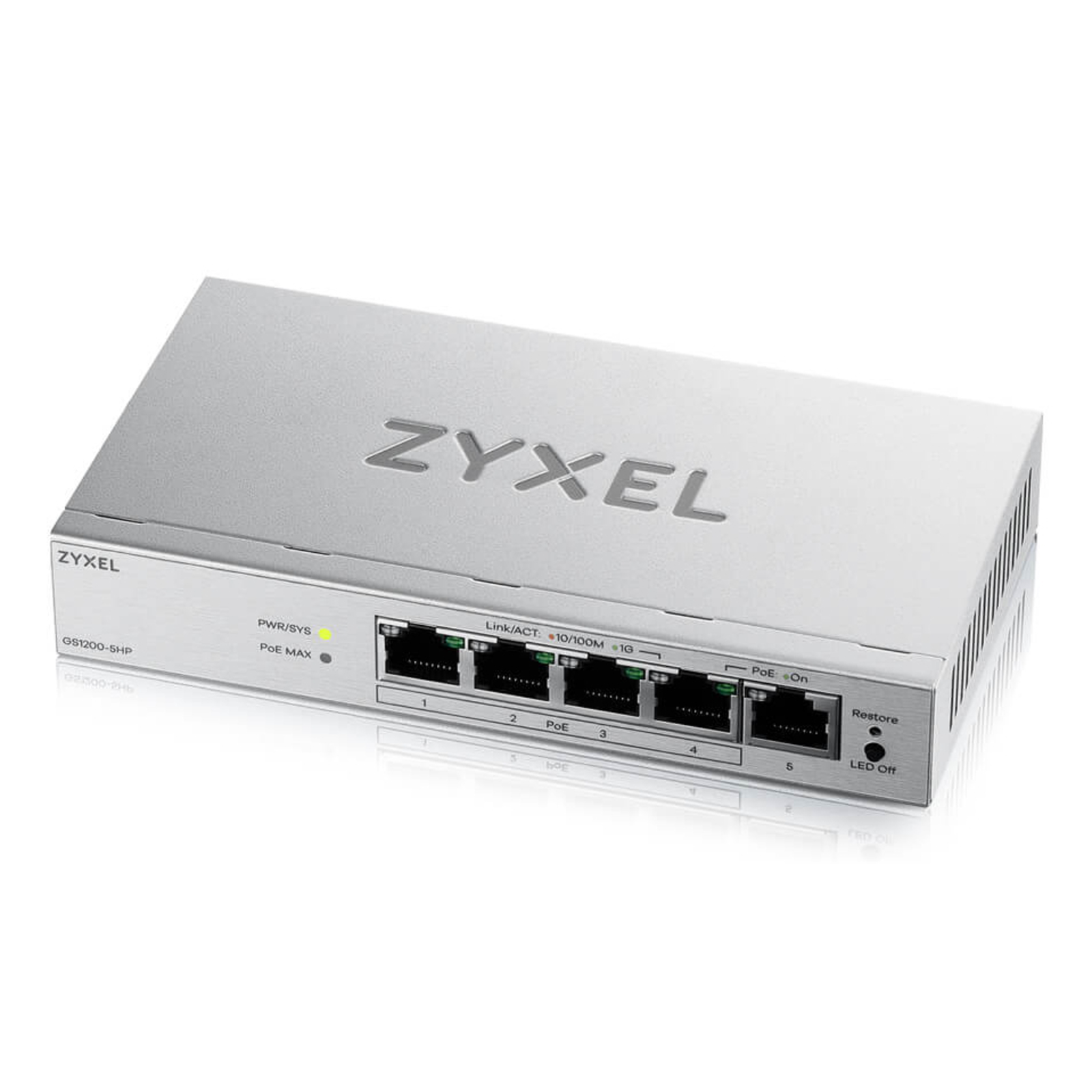 Zyxel GS1200v3 Series GS1200-5HPv3 Switch Managed 5 X 10/100/1000 Desktop PoE+ (68 W)