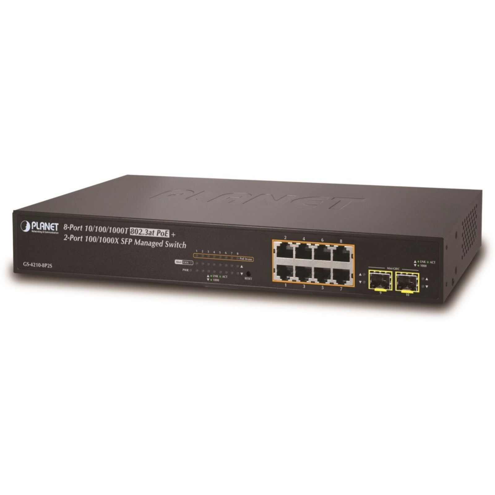 PLANET 8-Port Managed 802.3at POE+ Gbit + 2Port SFP Managed Switch