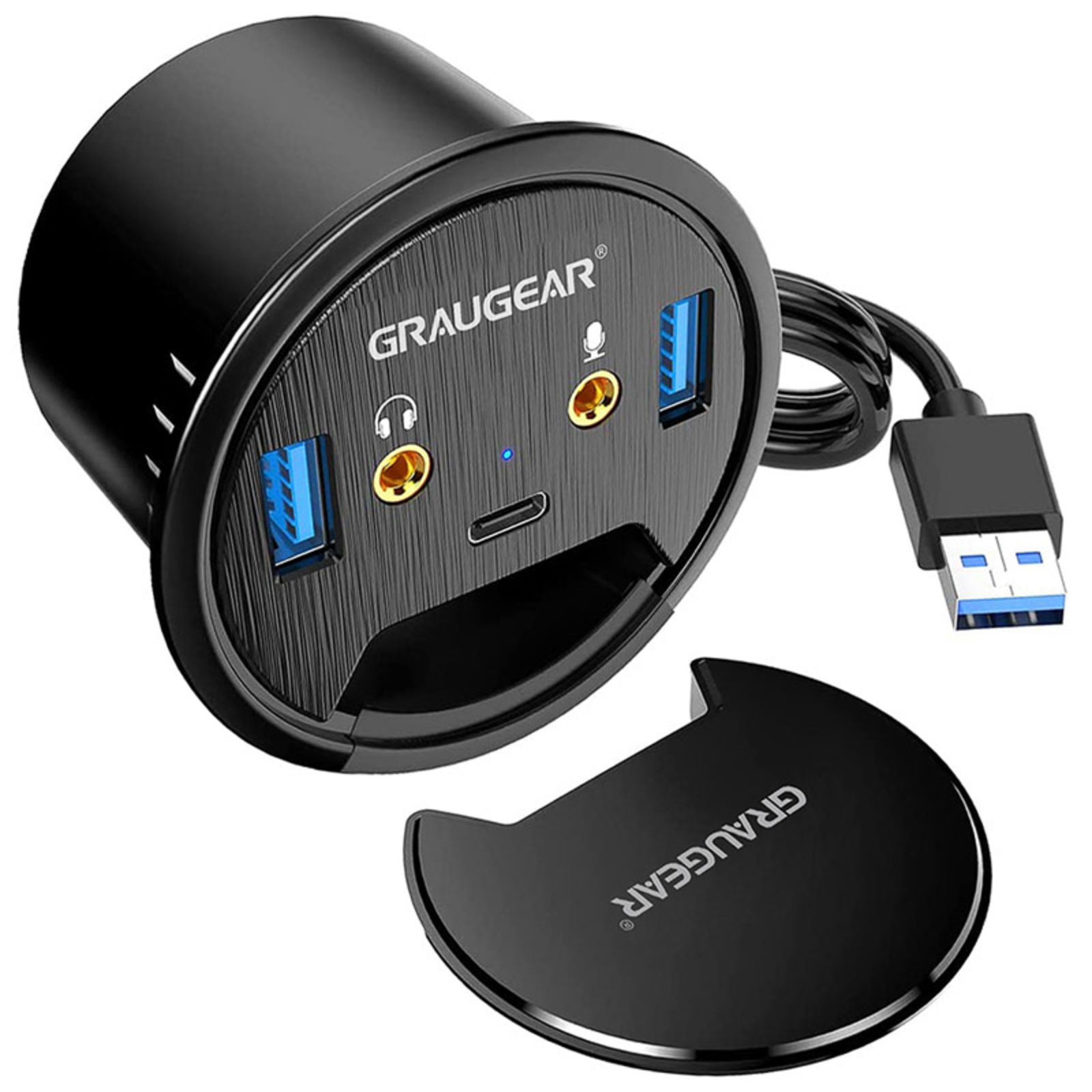 grayGEAR USB 3.0 Desktop Hub with Audio And Microphone Connection