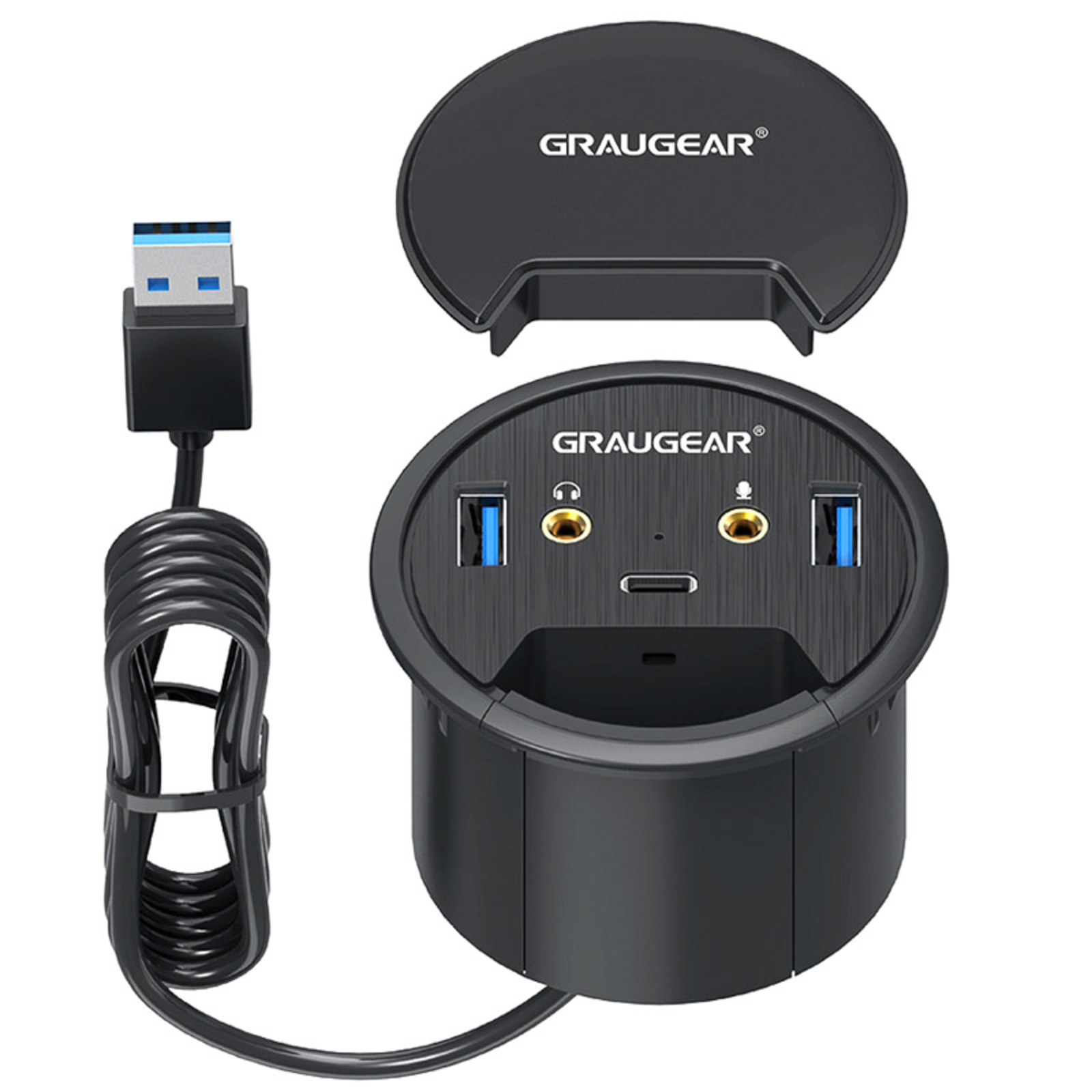 grayGEAR USB 3.0 Desktop Hub with Audio And Microphone Connection