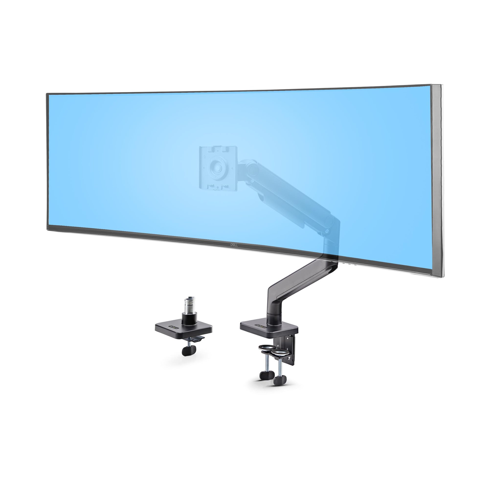 StarTech Desk Mount 49inch Ultrawide Curved Max 44lb Mounting Kit Spring Arm Swivel Base VESA