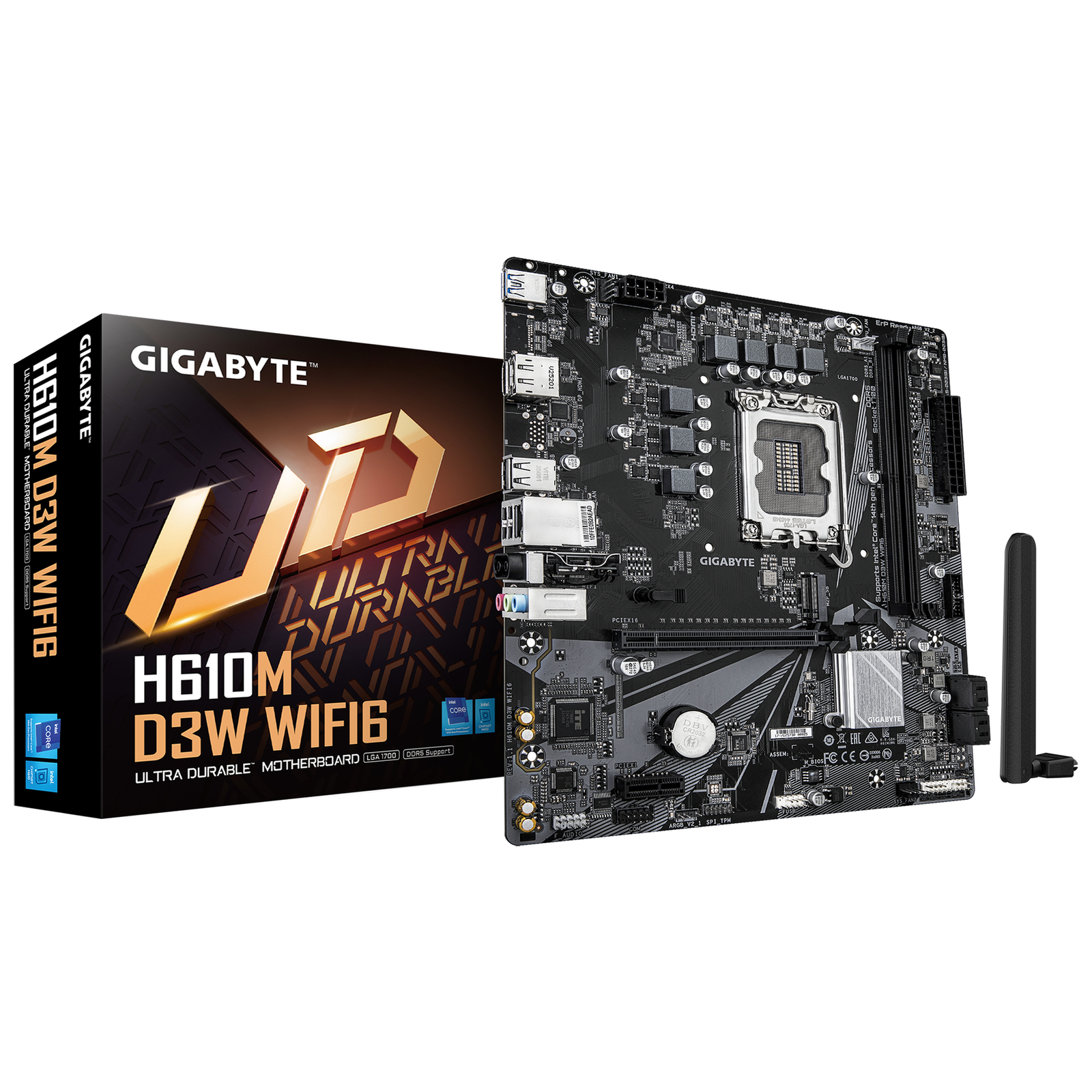 Gigabyte H610M D3W WF6 H610 S1700 MATX DDR5 Intel Socket 1700 (Core I) Micro/Mini/Flex-ATX