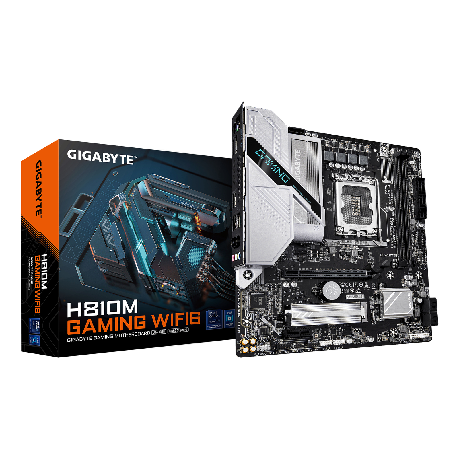 GIGABYTE MB Sc LGA1851 H810M GAMING WIFI6 Intel H810 2xDDR5 1xDP 1xHDMI WiFi MATX