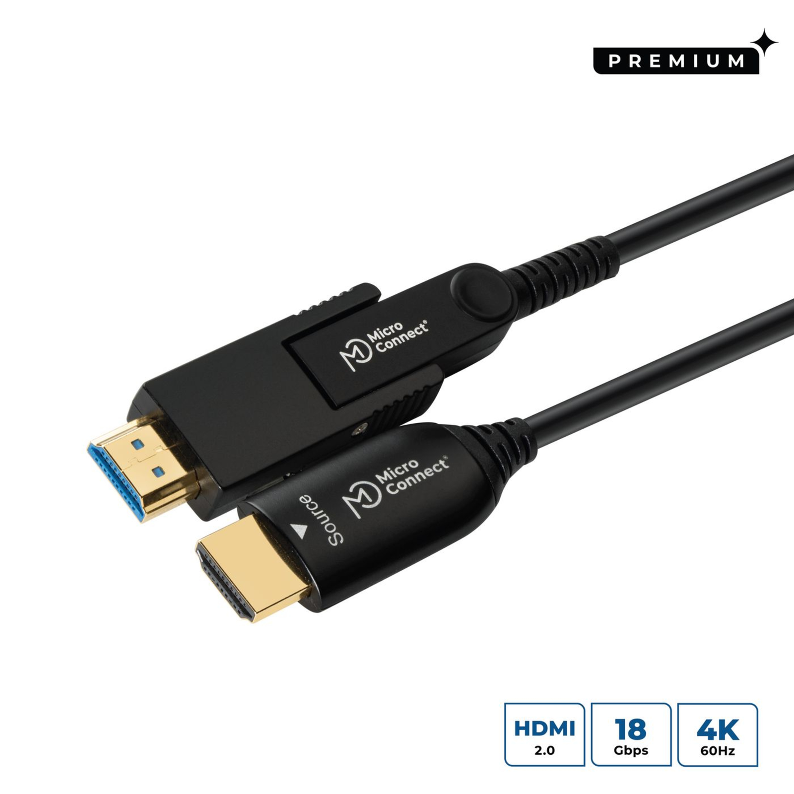 Micro Connect Premium Optic HDMI A-D Cable with HDMI Type A Adapter 10m