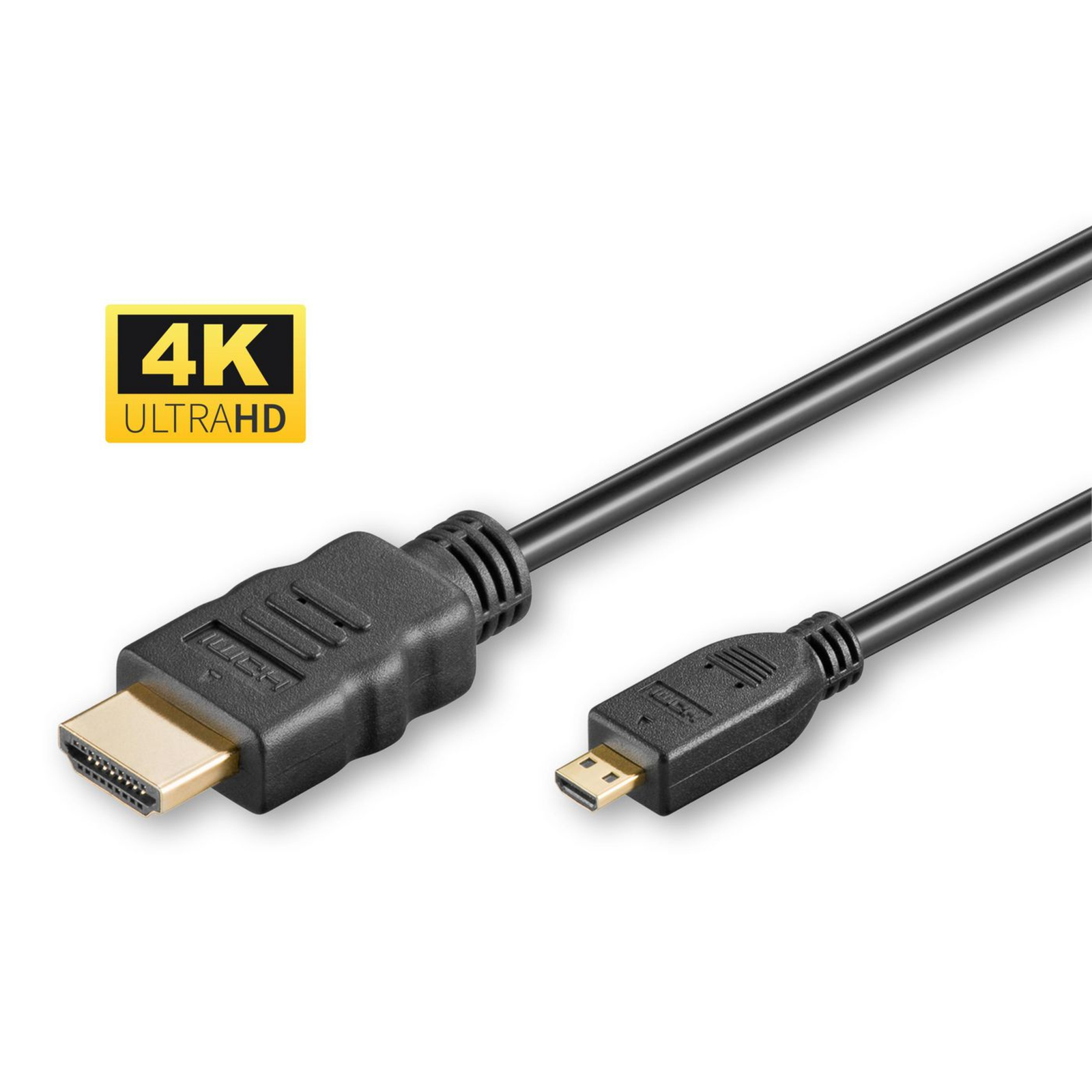 Micro Connect 4K HDMI A-D Cable 2m gold Plated Connector Black