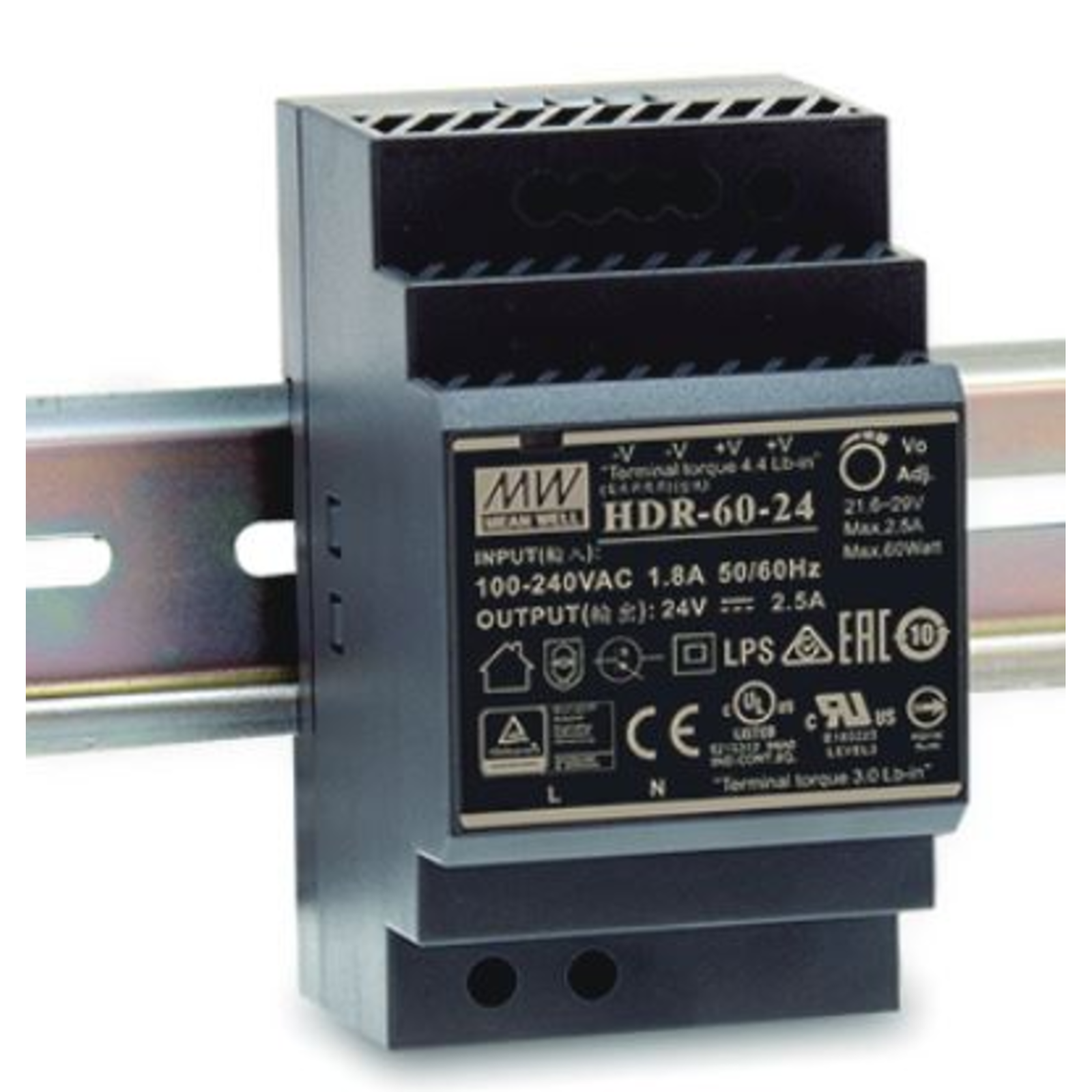 Mean Well HDR-60-24 60 W 85 264 V Overvoltage Overload Predection Short Circuit UL60950-1