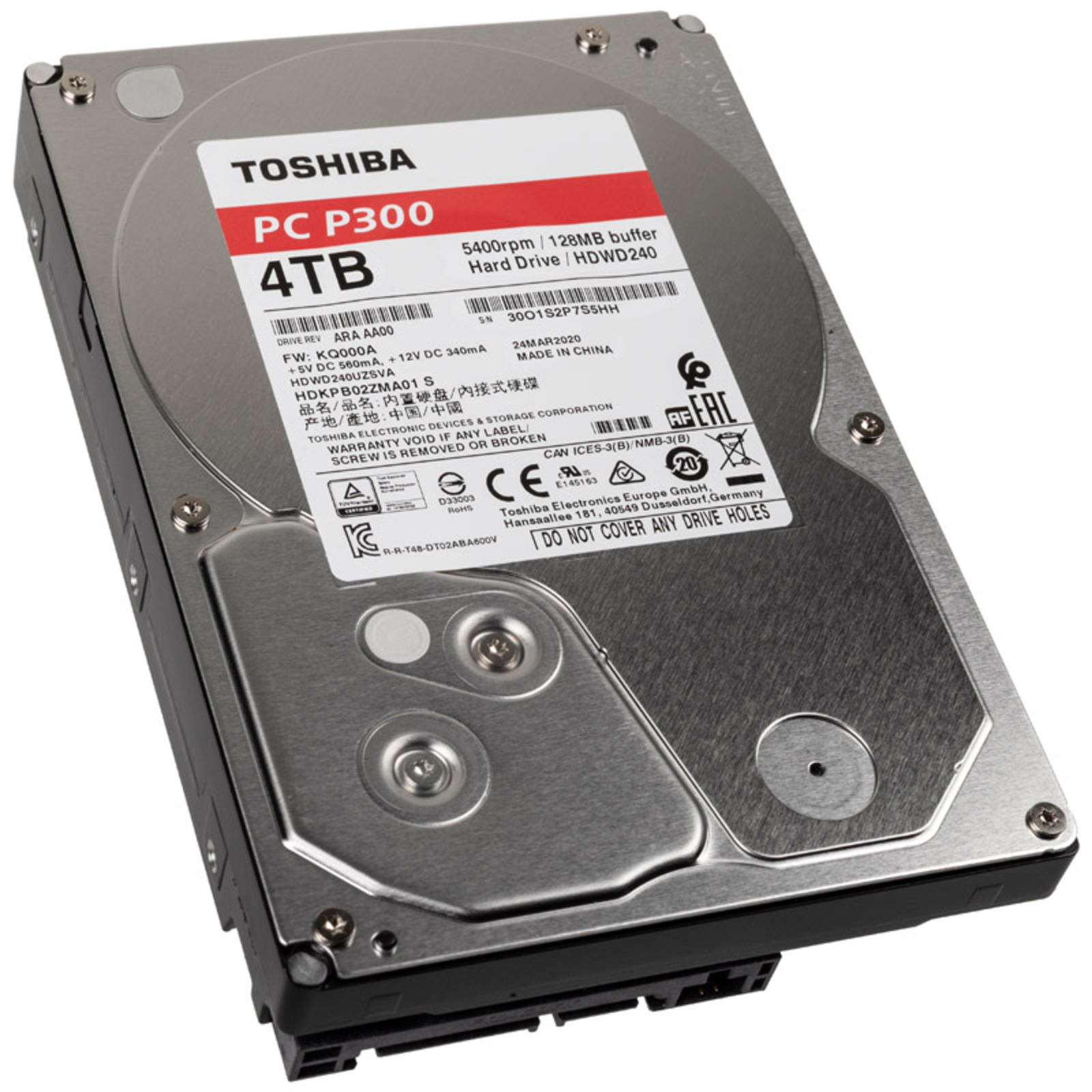 Toshiba Harddisk 4TB 3.5 SATA-600 5400rpm