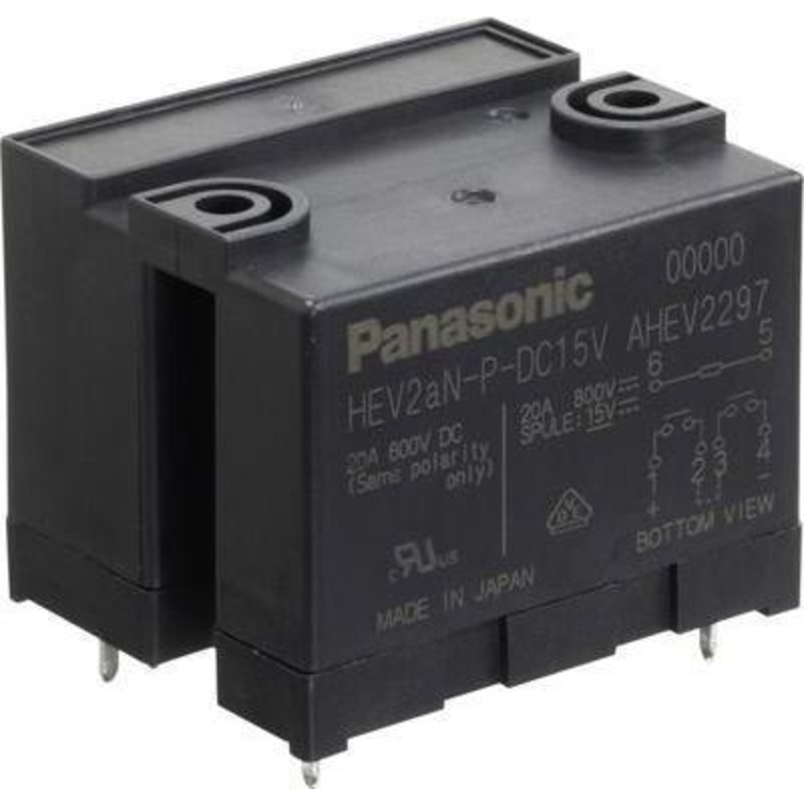 Panasonic HEV2AN-P-DC24V Print Relay 24 V/DC 20 A 2 NO Contacts 1 Pc.