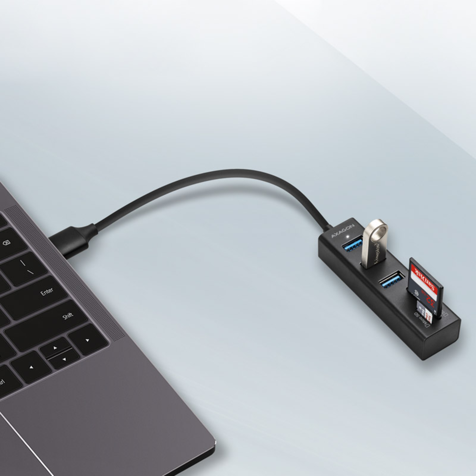 Axagon HMA-CR3A Multiport Hub USB 3.0 Type A 3x USB-A SD MicroSD