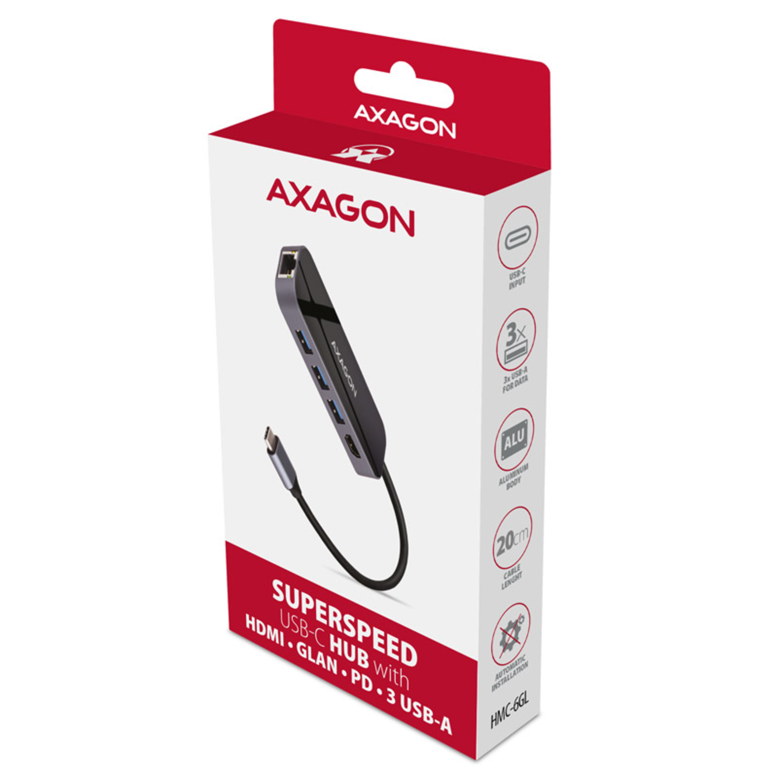 Axagon HMC-6GL Portable USB-C 3.2 Docking Station (Black)