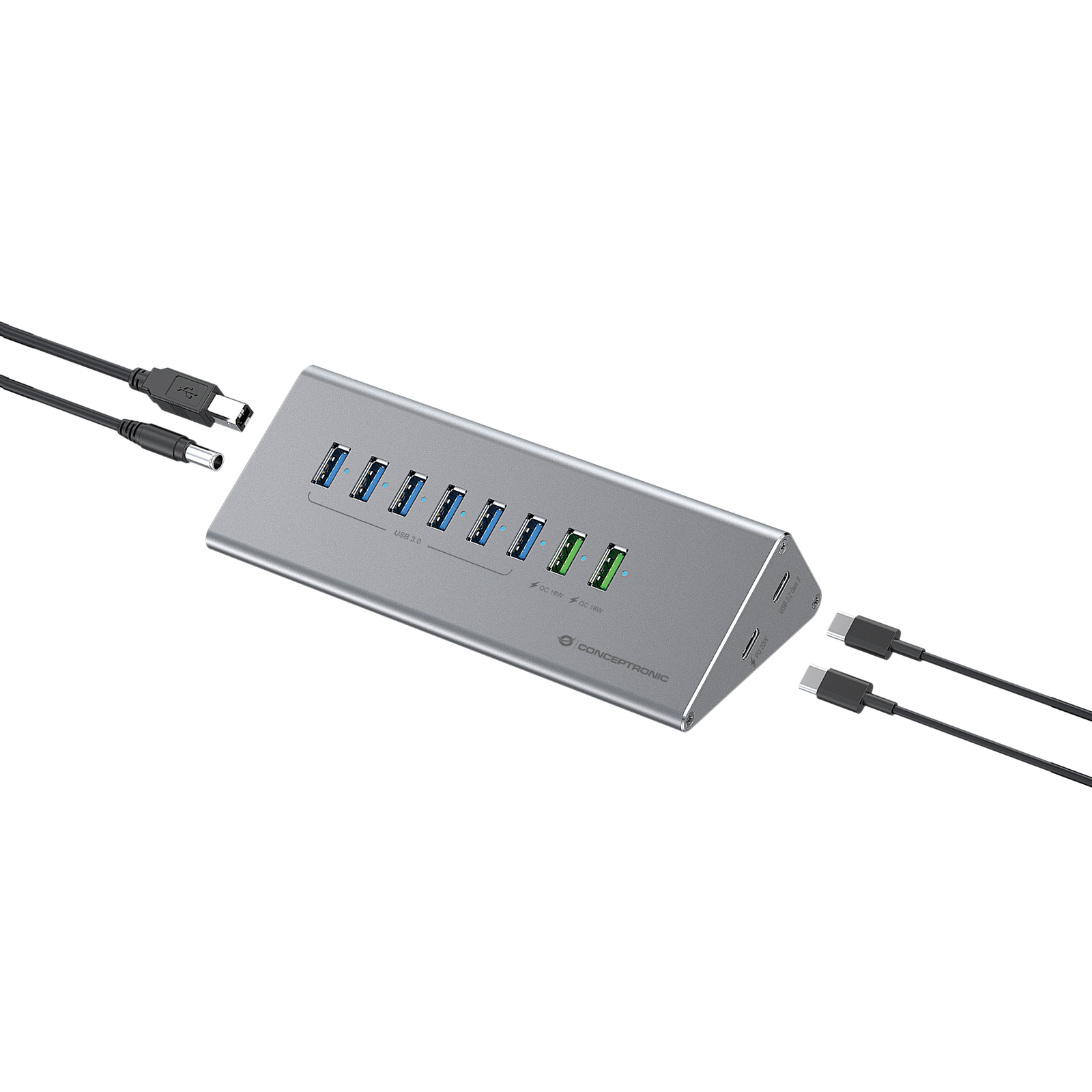 Conceptronic Dock USB-C-1xUSB-C 6xUSB-A 100WPD N/a 0.37m