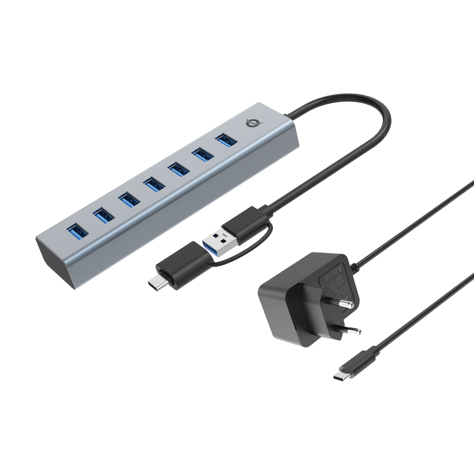 Conceptronic USB Hub 7-port 3.0 -7x3.0 5Gbps Incl. PW Adapter