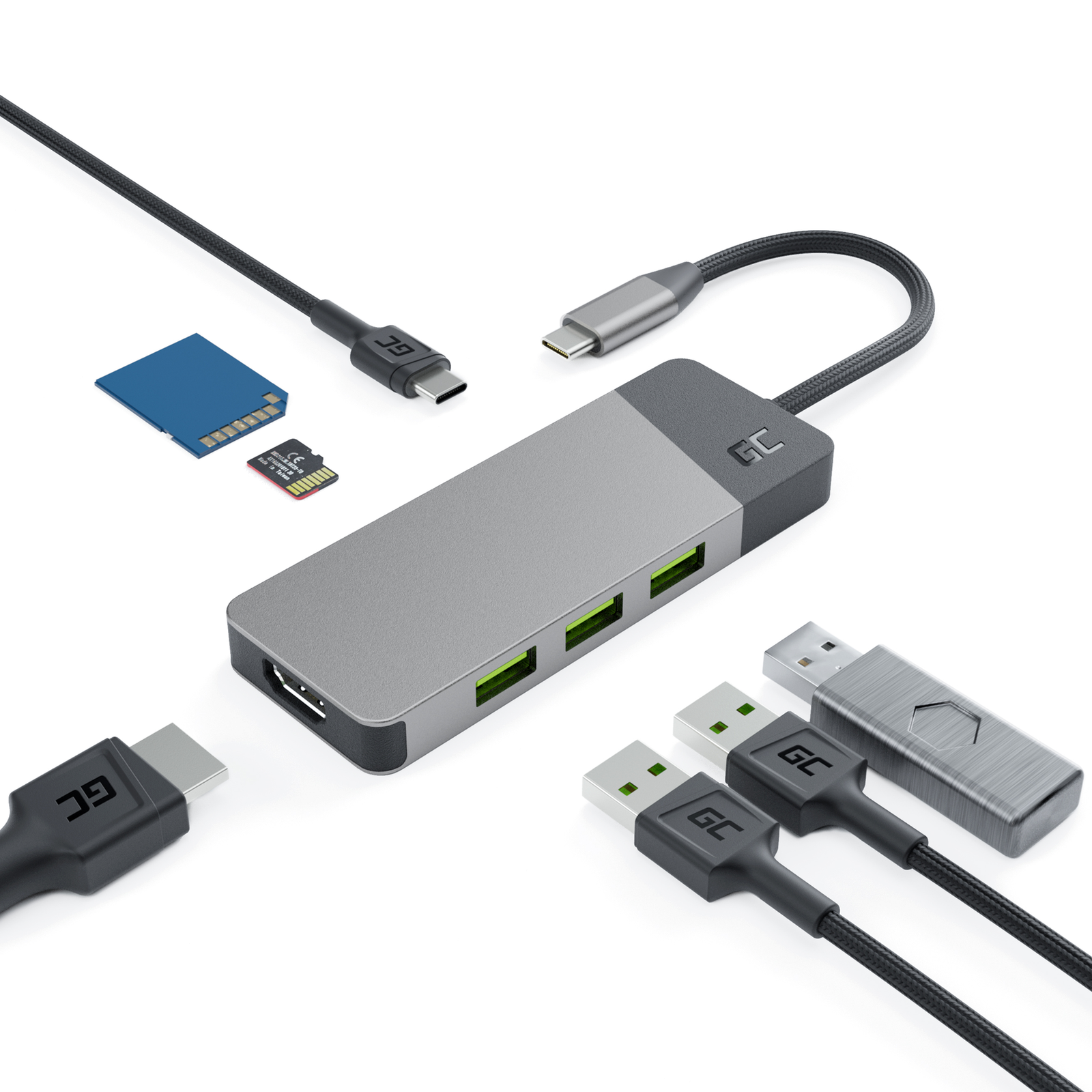 Greencell Dockingstation USB-C Silver 85W