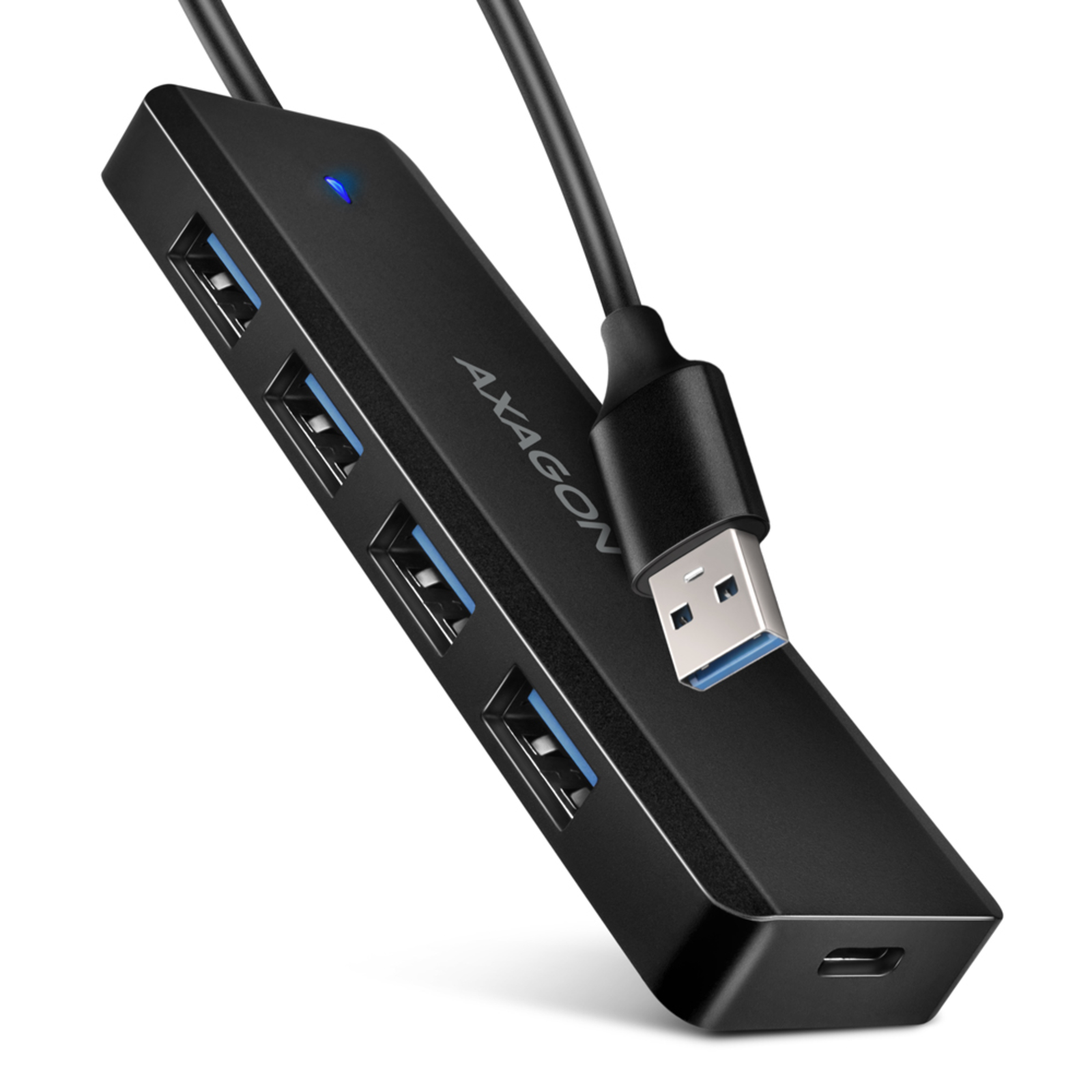 Axagon HUE-C1A Superspeed USB-A Travel Hub 4x USB 3.0 20cm Black