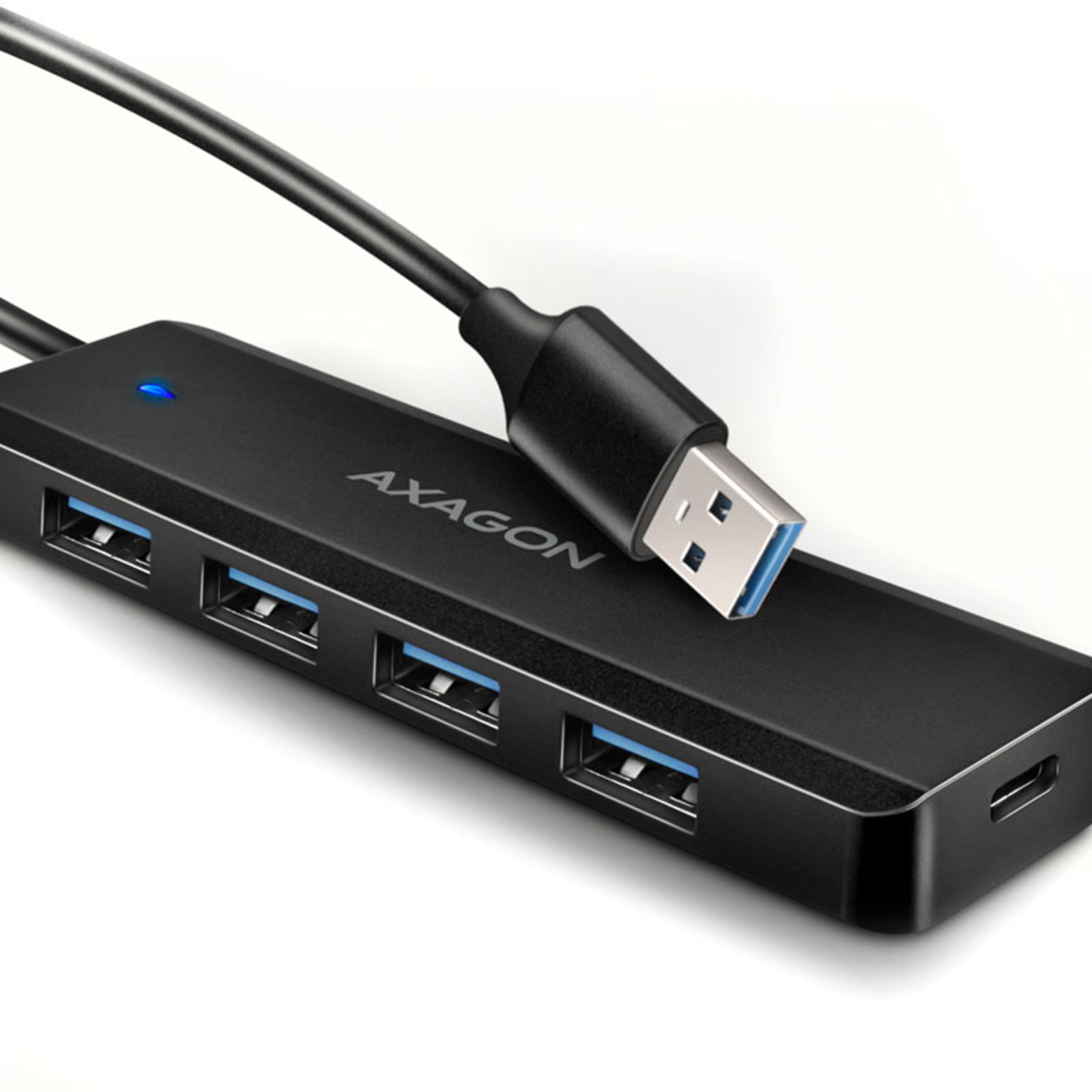 Axagon HUE-C1A Superspeed USB-A Travel Hub 4x USB 3.0 20cm Black