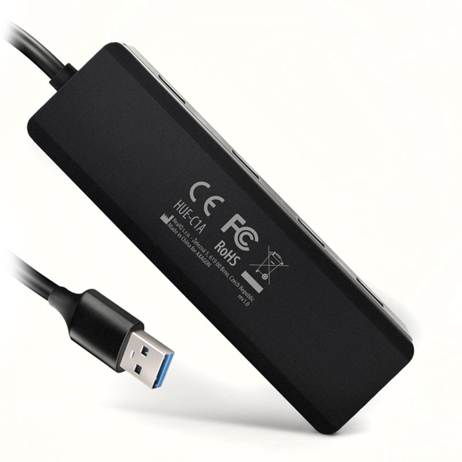 Axagon HUE-C1A Superspeed USB-A Travel Hub 4x USB 3.0 20cm Black
