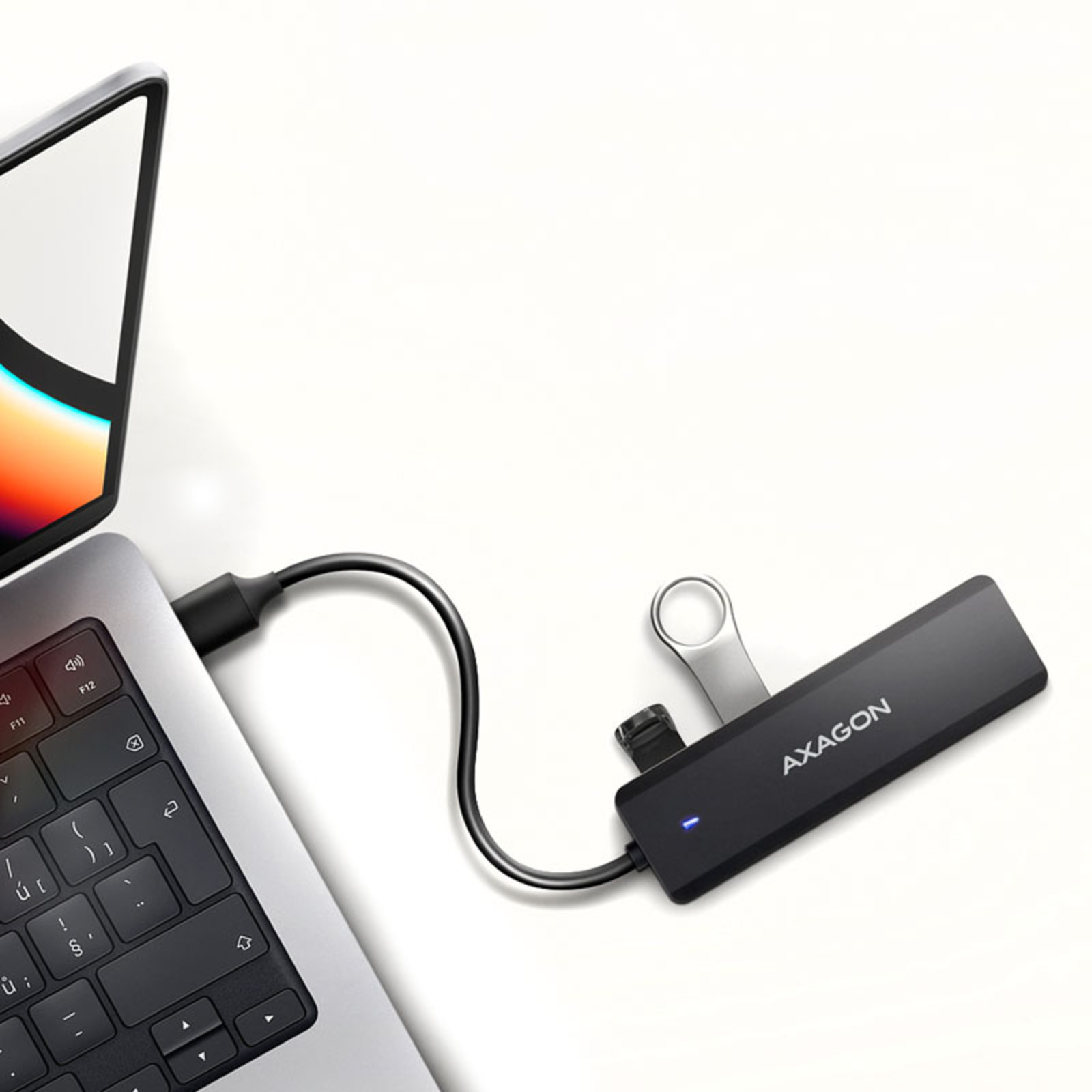 Axagon HUE-C1A Superspeed USB-A Travel Hub 4x USB 3.0 20cm Black