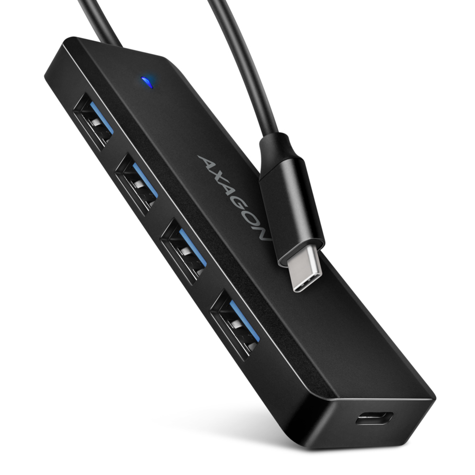 Axagon HUE-C1C Superspeed USB-C Travel Hub 4x USB 3.0 20cm Black